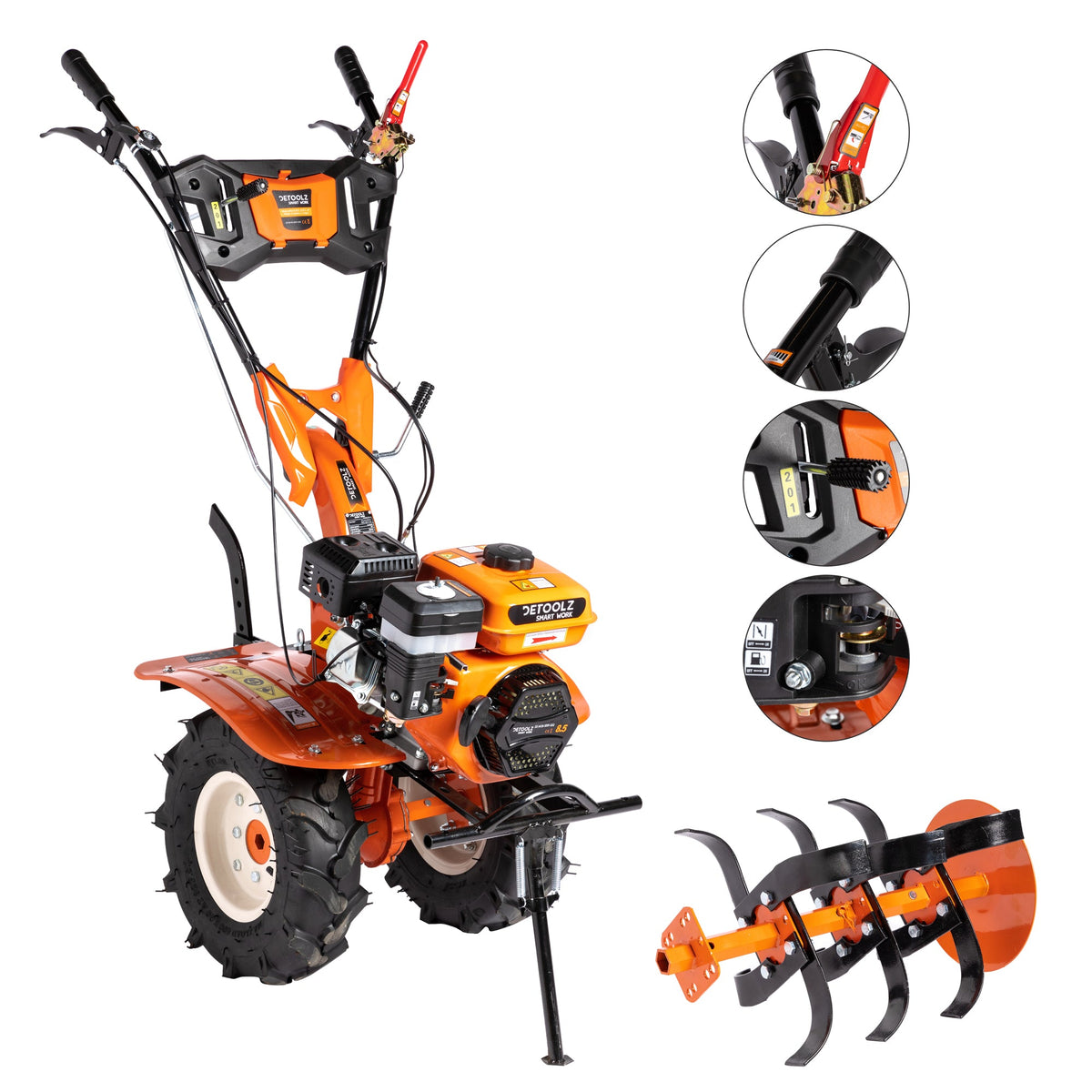 Kultivátor 8,5hp s benzínovým motorom 212cm3, štvortaktný, 2+1 rýchlosti Detoolz