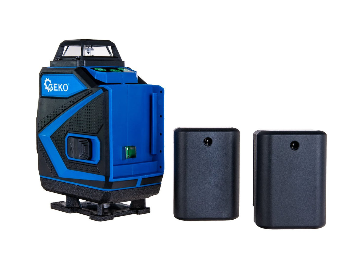 Laserová vodováha - krížový laser 360° 4D, s 2 akumulátormi, Geko