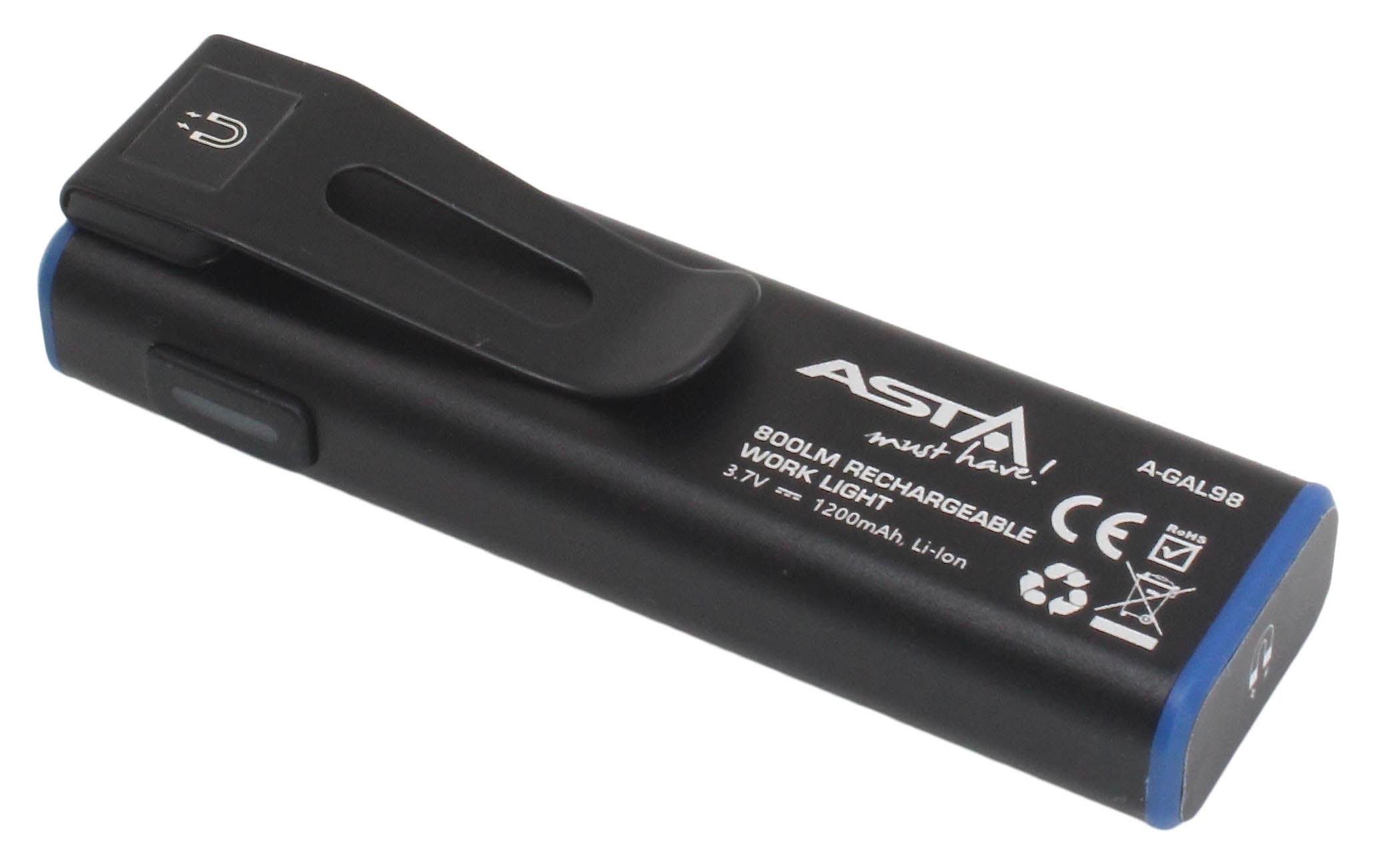 LED COB dielenská pracovná lampa 800lm s Li-Ion akumulátorom 3,7V 1200mAh