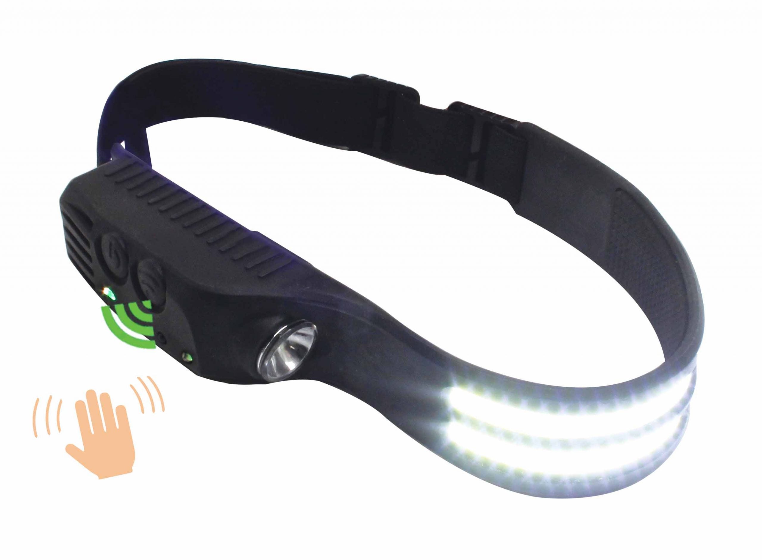 LED COB čelová lampa - čelovka, 3 - 5W, 350lm, s pohybovým senzorom Satra