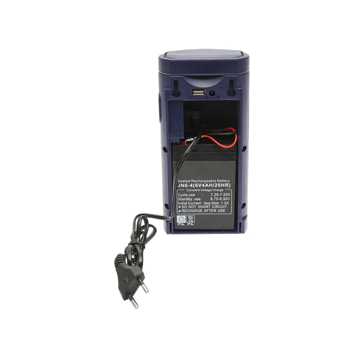 LED pracovná lampa, batéria 6V / 4Ah, USB, 100 × 95 × 200 mm