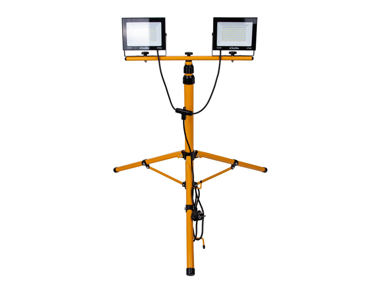 LED reflektor, 2 x 50W, s nastaviteľným statívom 60 - 160cm, neutrálna biela 4500K, IP66, Keltin