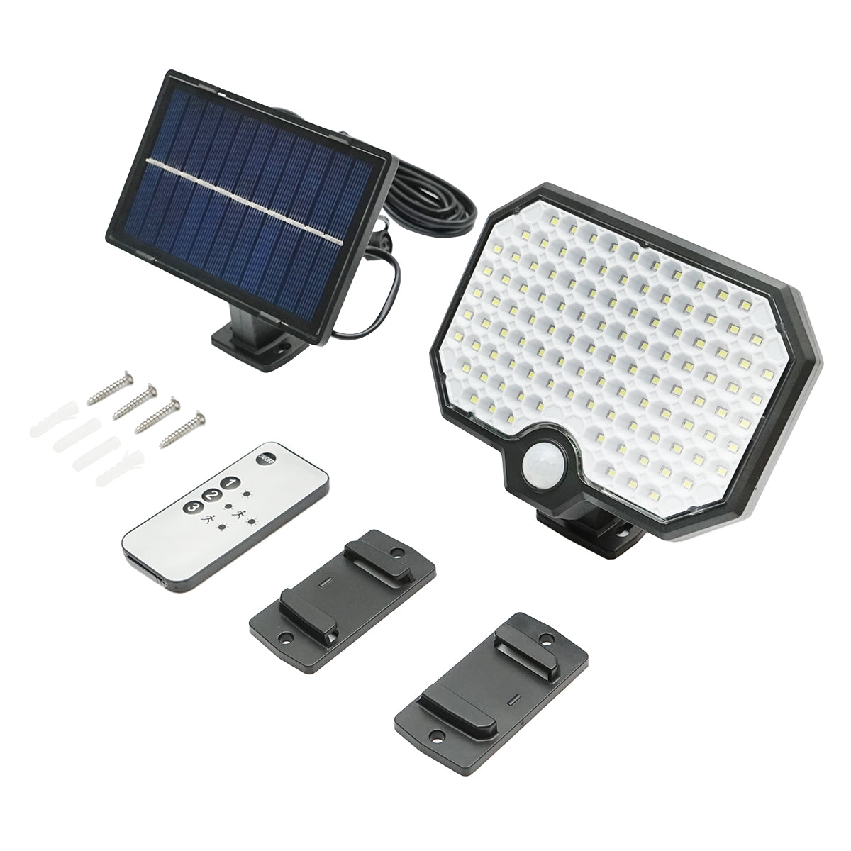 LED solárna lampa 450lm so solárnym panelom 1,65W/5,5V, batéria 3,7V/1,8 Ah, diaľkové ovládanie, kábel 5m a súmrakový senzor IP44 Breckner Germany