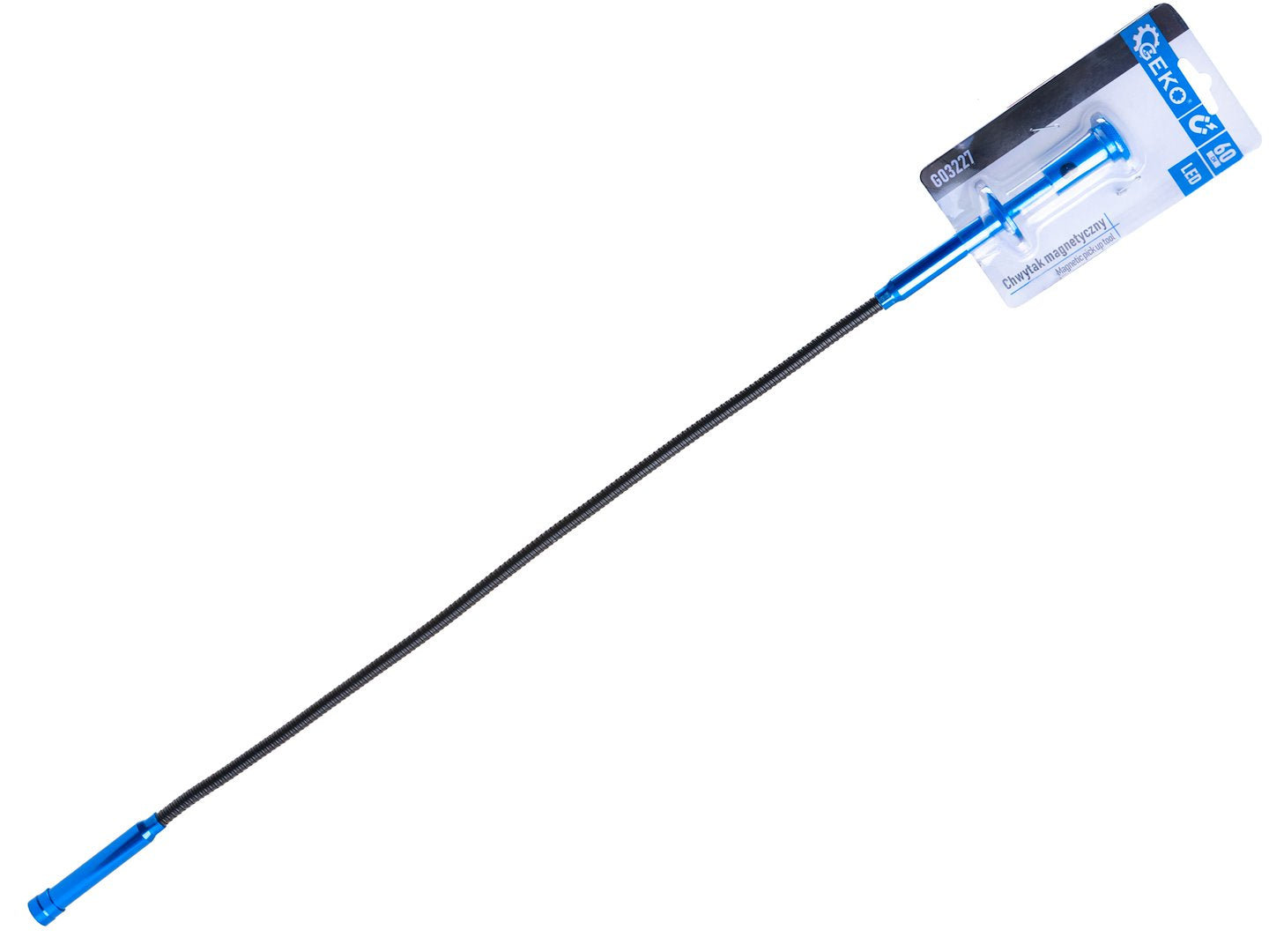 Magnetický vyťahovač - uchopovač s drapákom a LED svetlom, flexibilný, 60cm