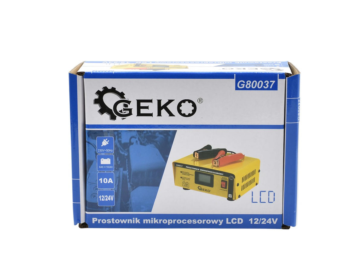 Mikroprocesorová nabíjačka autobatérií s LCD 12/24V, 10A, pre autobatérie 6 - 150Ah, Geko
