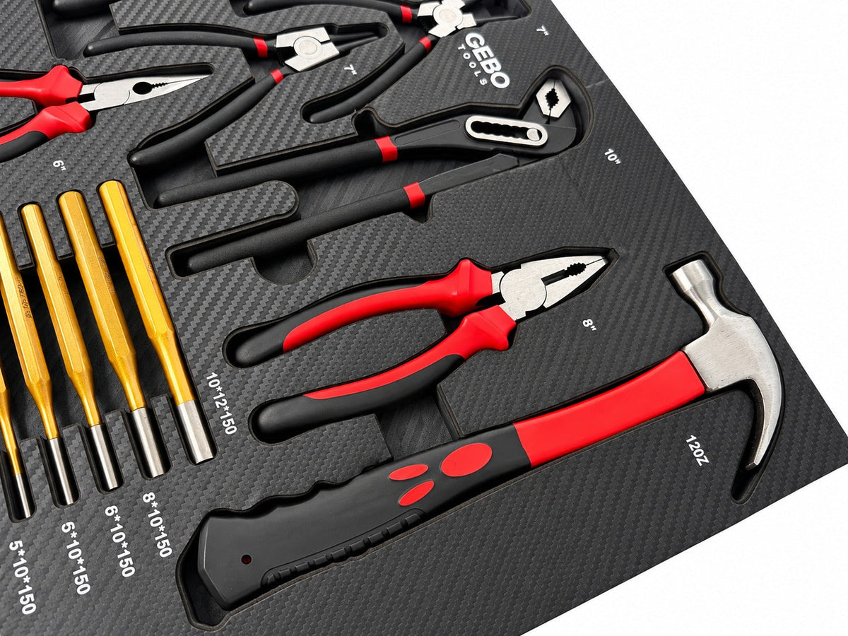 Penová výplň - vložka do skrinky s náradím – kliešte, vyrážače a kladivo, 16ks, 54 x 39,5 x 3cm, Gebo Tools