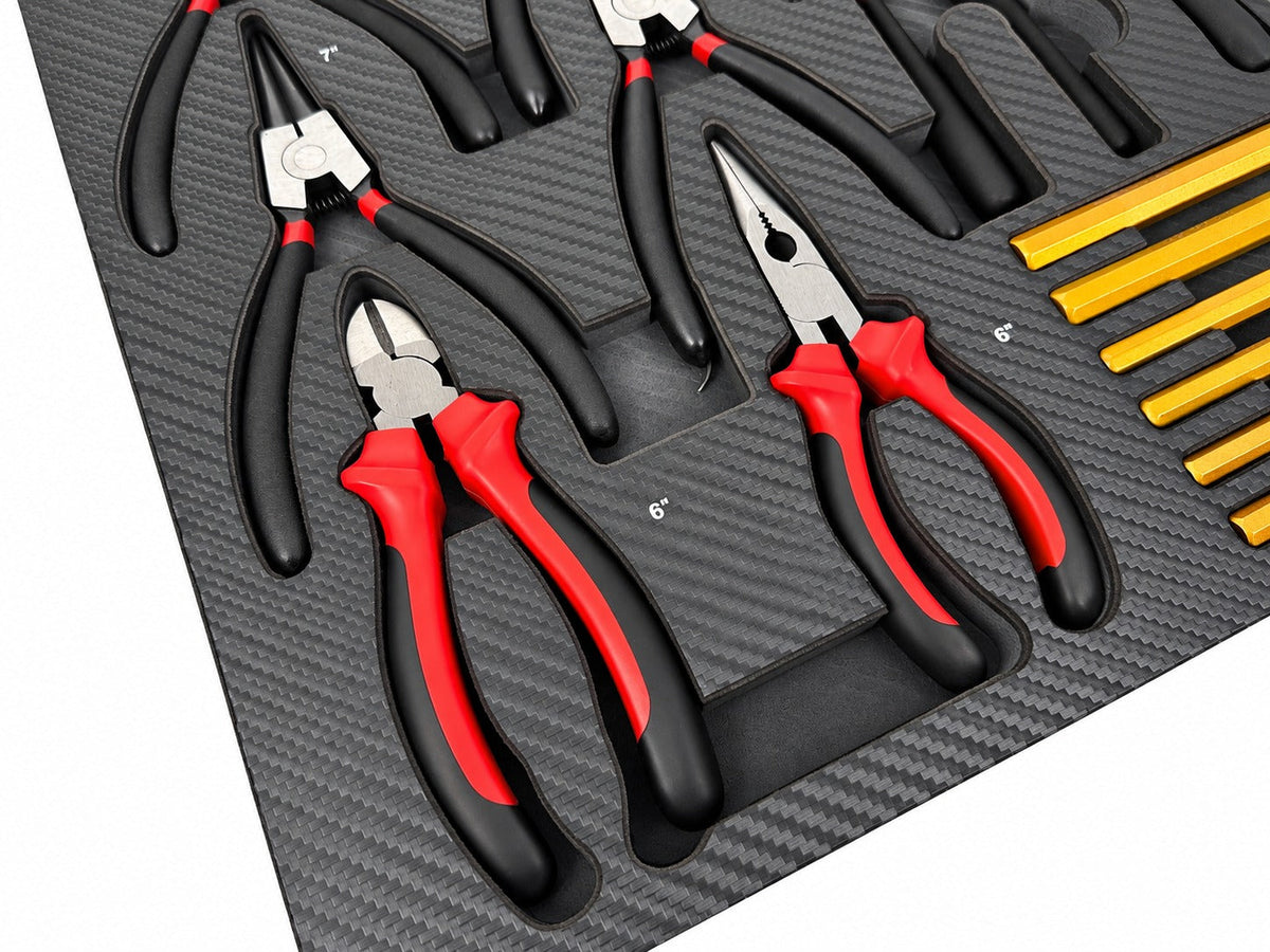 Penová výplň - vložka do skrinky s náradím – kliešte, vyrážače a kladivo, 16ks, 54 x 39,5 x 3cm, Gebo Tools