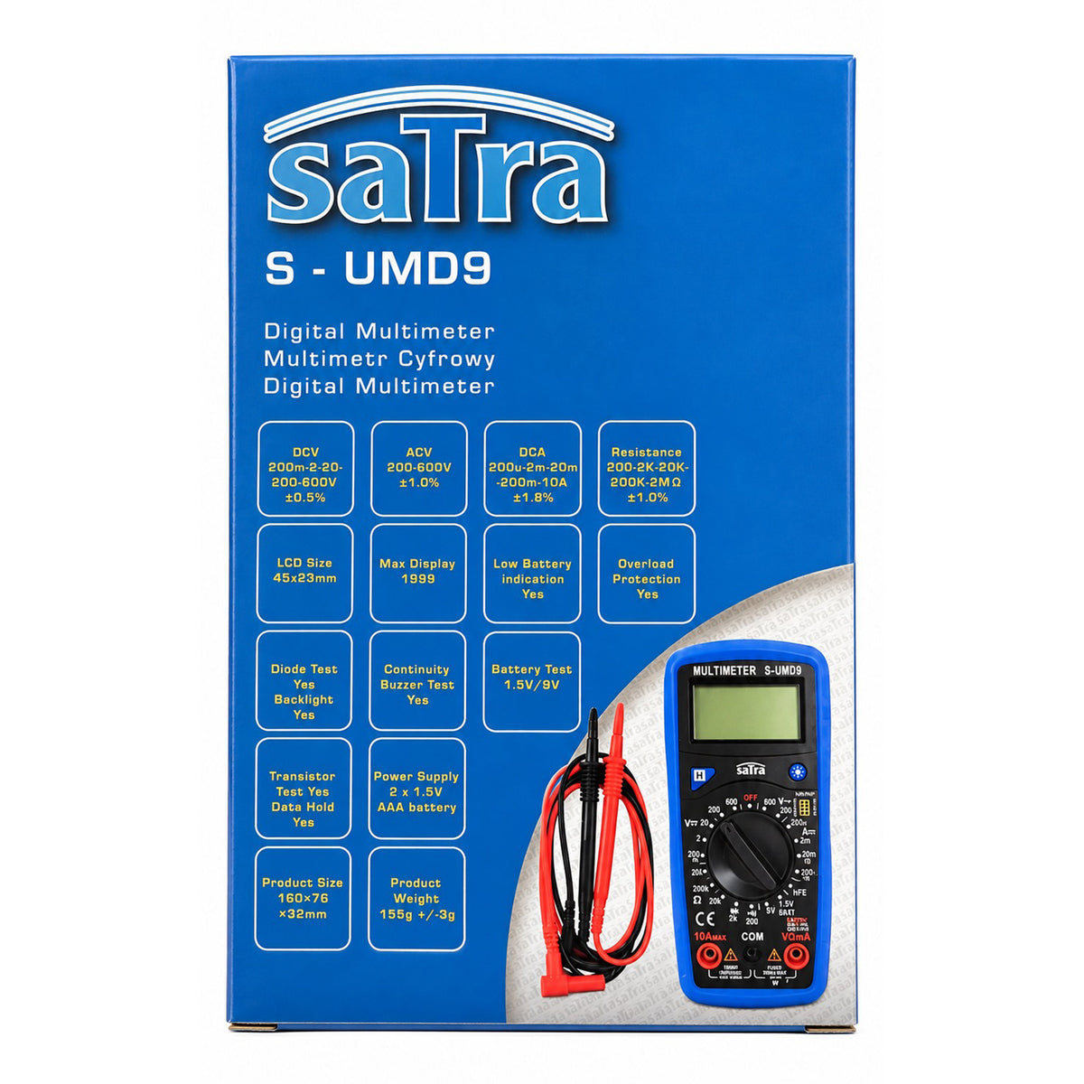 Digitálny multimeter Satra AC 200-750V DC 200mV - 200mA 200 μa - 200mA