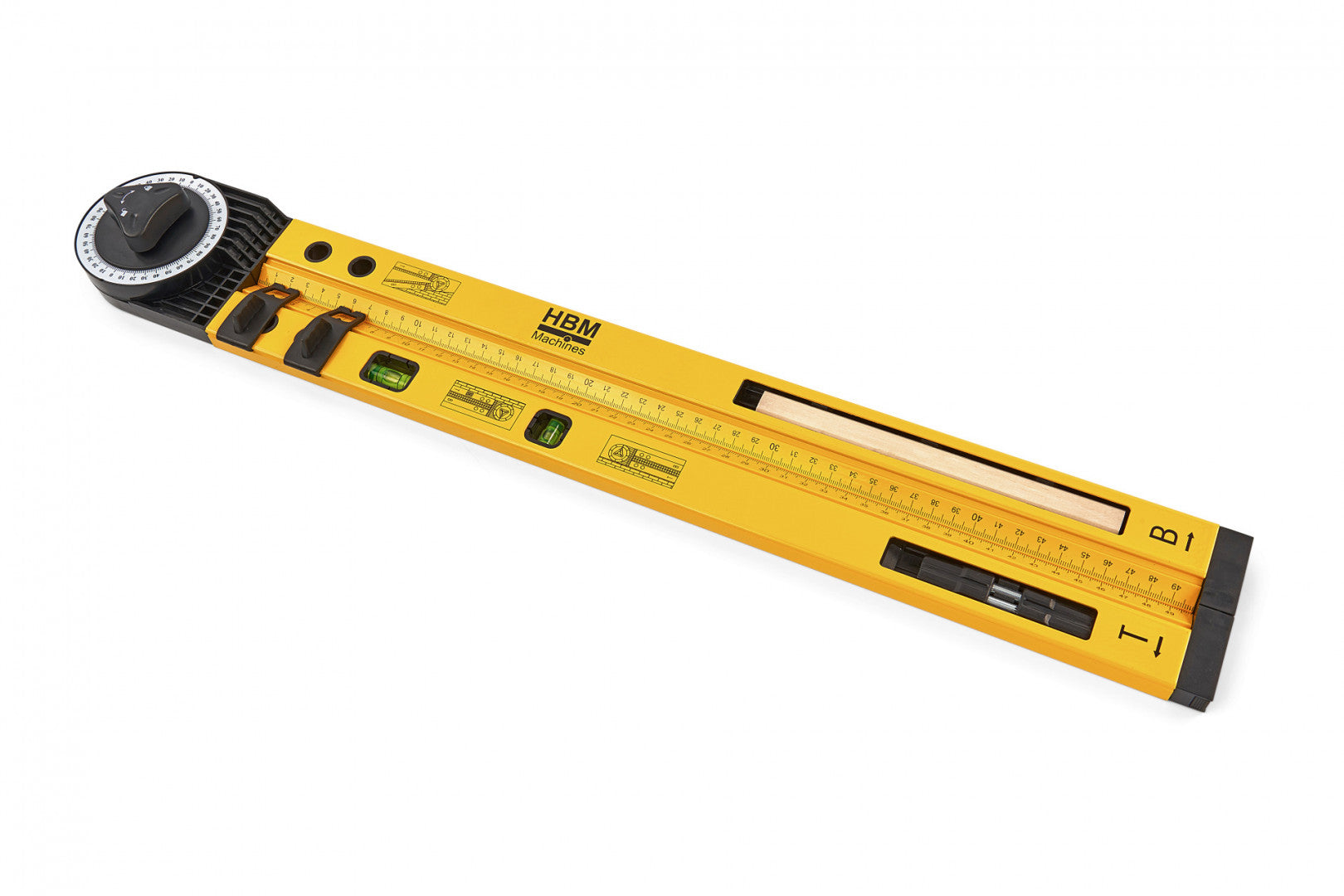 Nastaviteľný stavebný uhlomer s vodováhou 2 x 500mm HBM