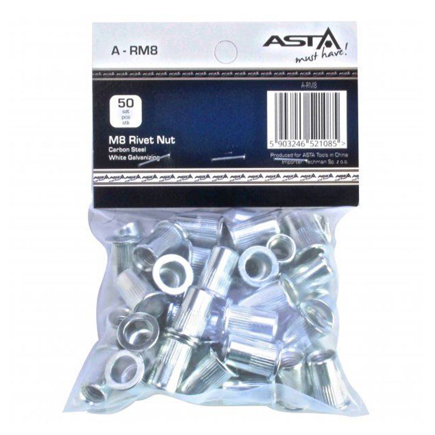 Sada nitovacích matíc 8 mm 50 kusov