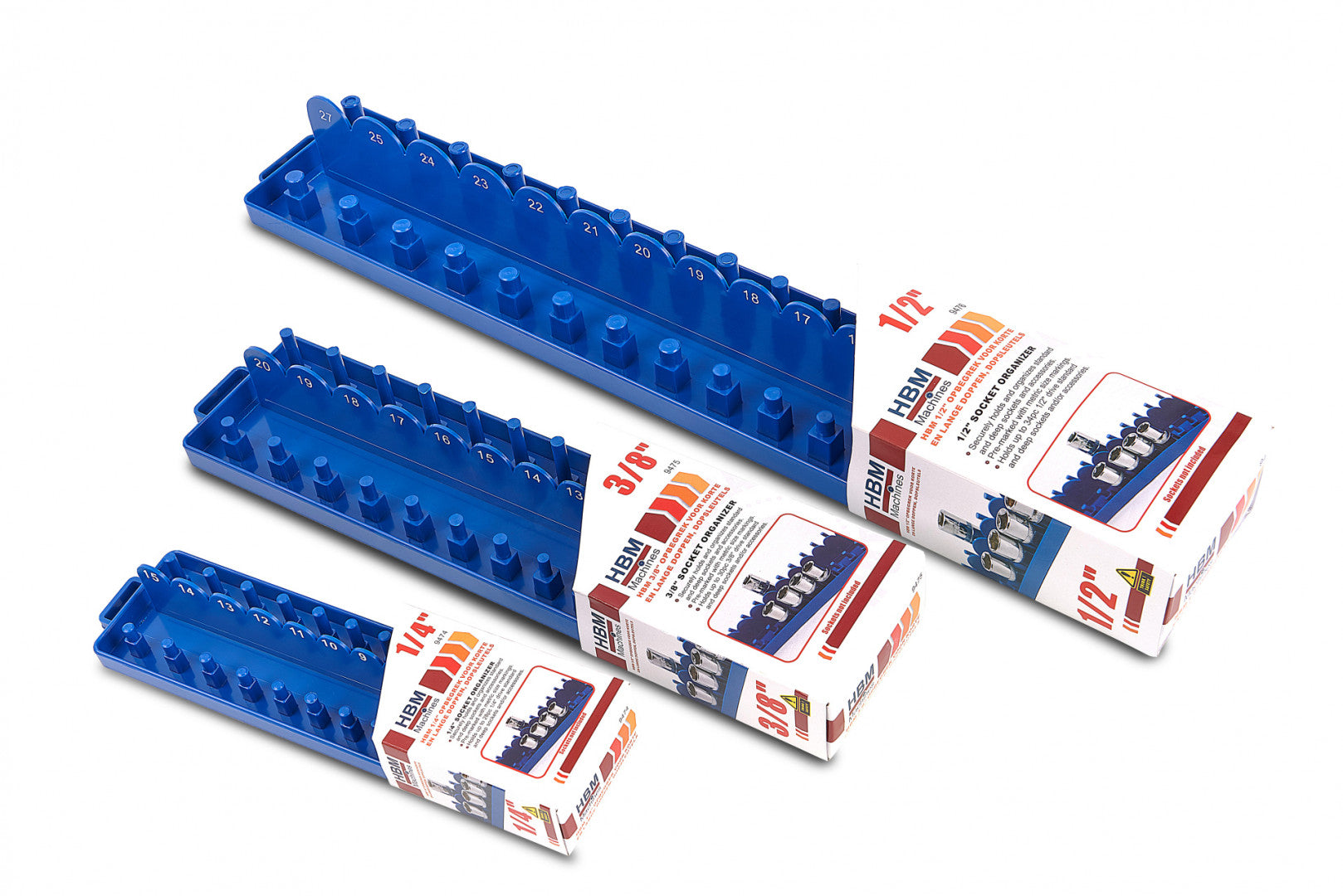 Plastový držiak na krátke a dlhé nástrčné hlavice - kľúče 1/4''