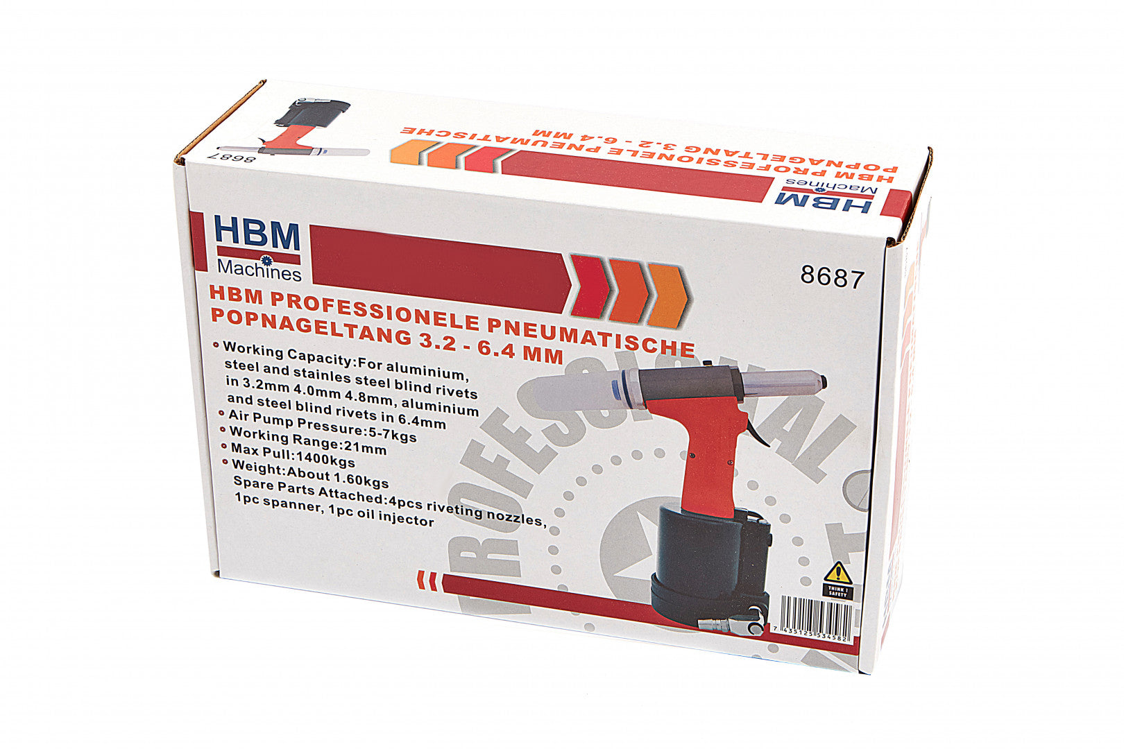 Pneumatická nitovačka 3,2 - 6,4mm HBM