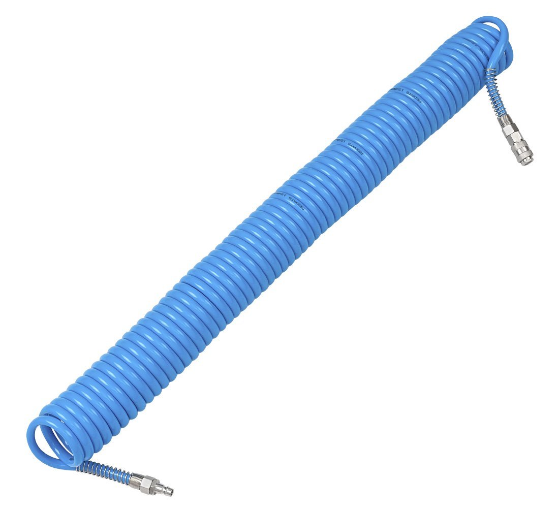 Špirálová vzduchová hadica s rýchlospojkami, 15m, priemer 8 x 12mm