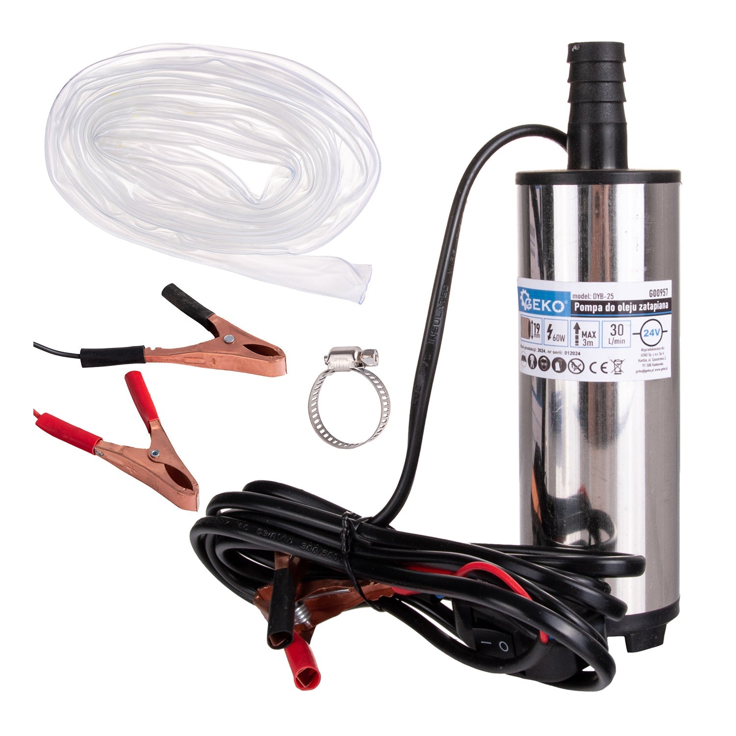 Ponorné čerpadlo 60W, 24V, 30l/min, s hadicou 3m, na čerpanie nafty a iných kvapalín