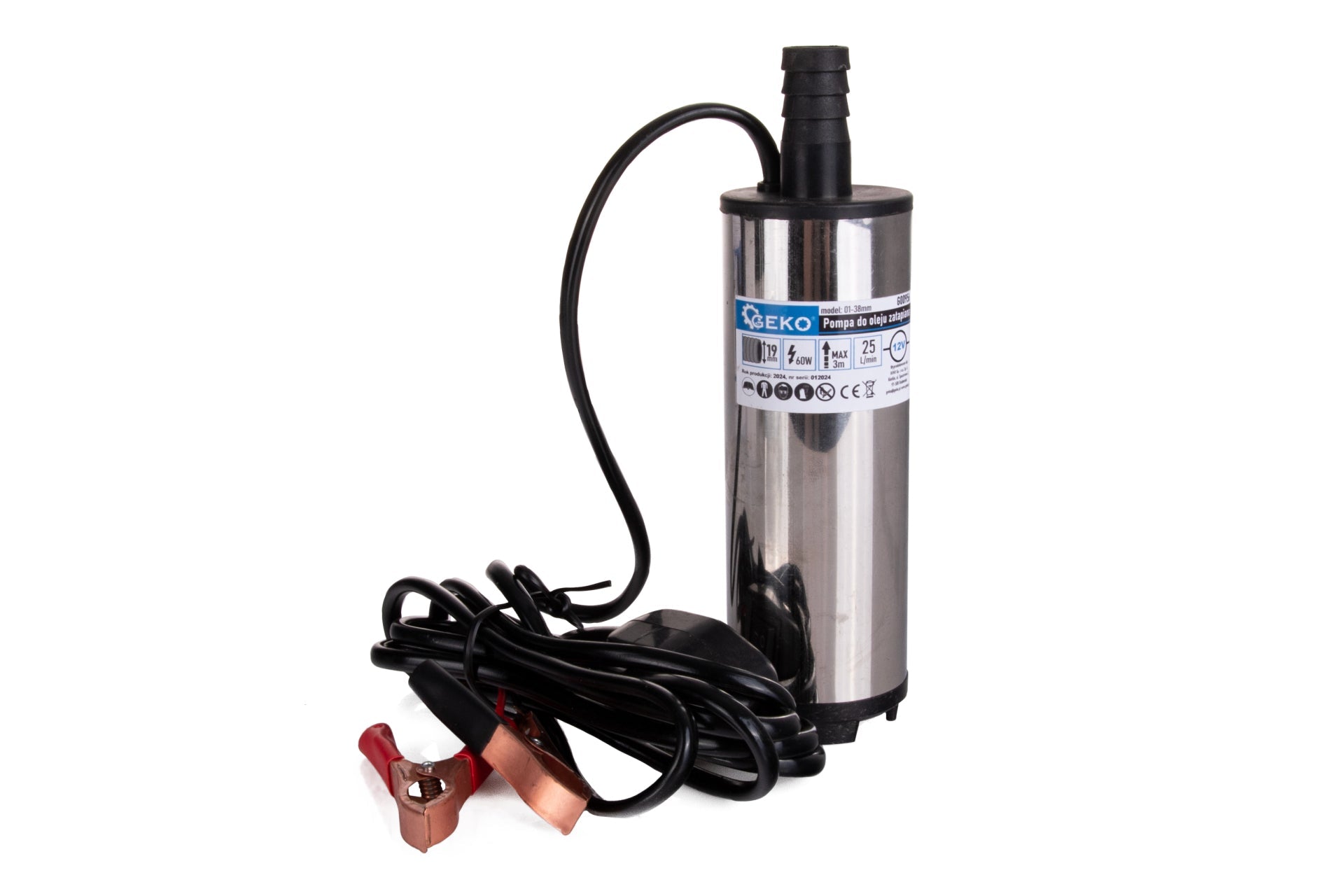 Ponorné čerpadlo na naftu a iné kvapaliny 60W, 12V, 25l/min, s hadicou 3m
