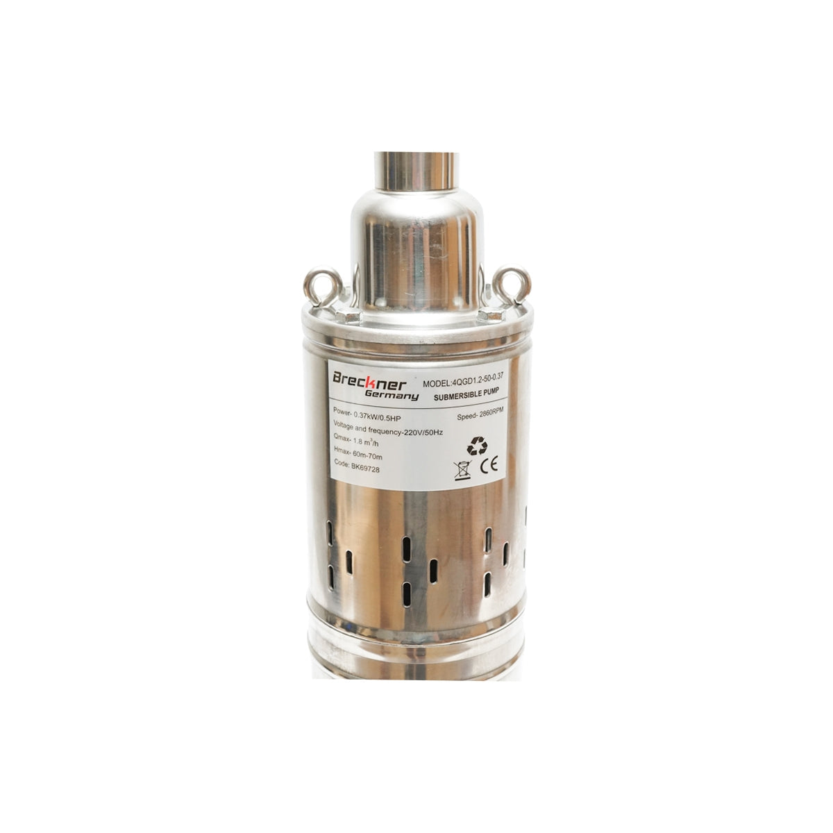 Ponorné čerpadlo na vodu Ø100mm, 30l/min, max. hĺbka 50m, 220V, 370W 4QGD1.2-50-0.37 Breckner Germany