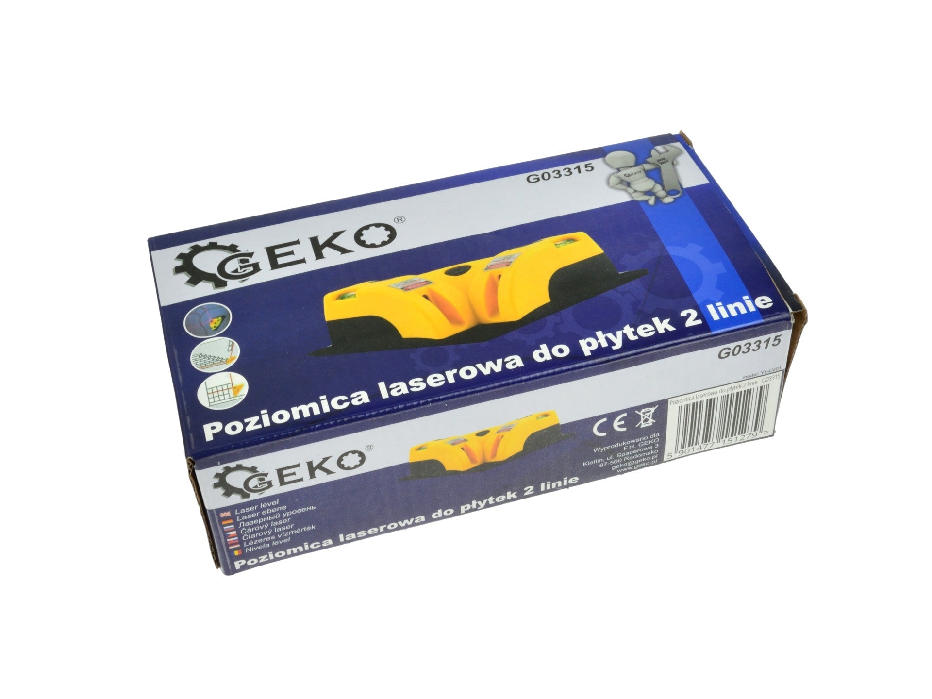 Krížová laserová vodováha s pravým uhlom, 90°