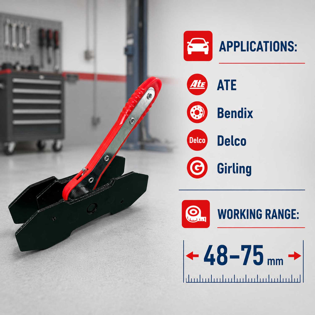 Kľúč - oddeľovač s račňou na zatlačenie brzdových piestov, Gebo Tools