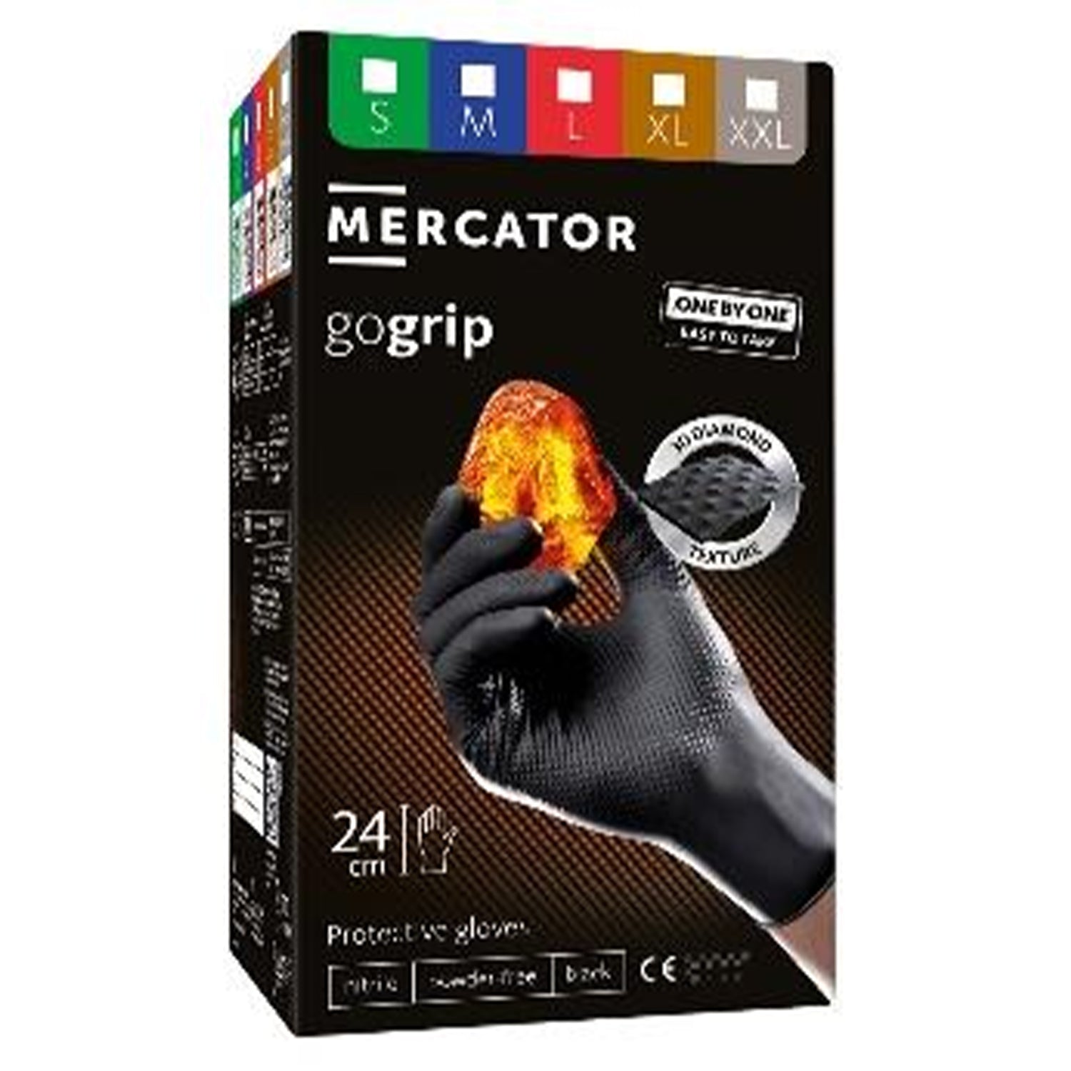 Prémiové nitrilové rukavice Mercator Gogrip One by One čierne, veľkosť XL, 100ks