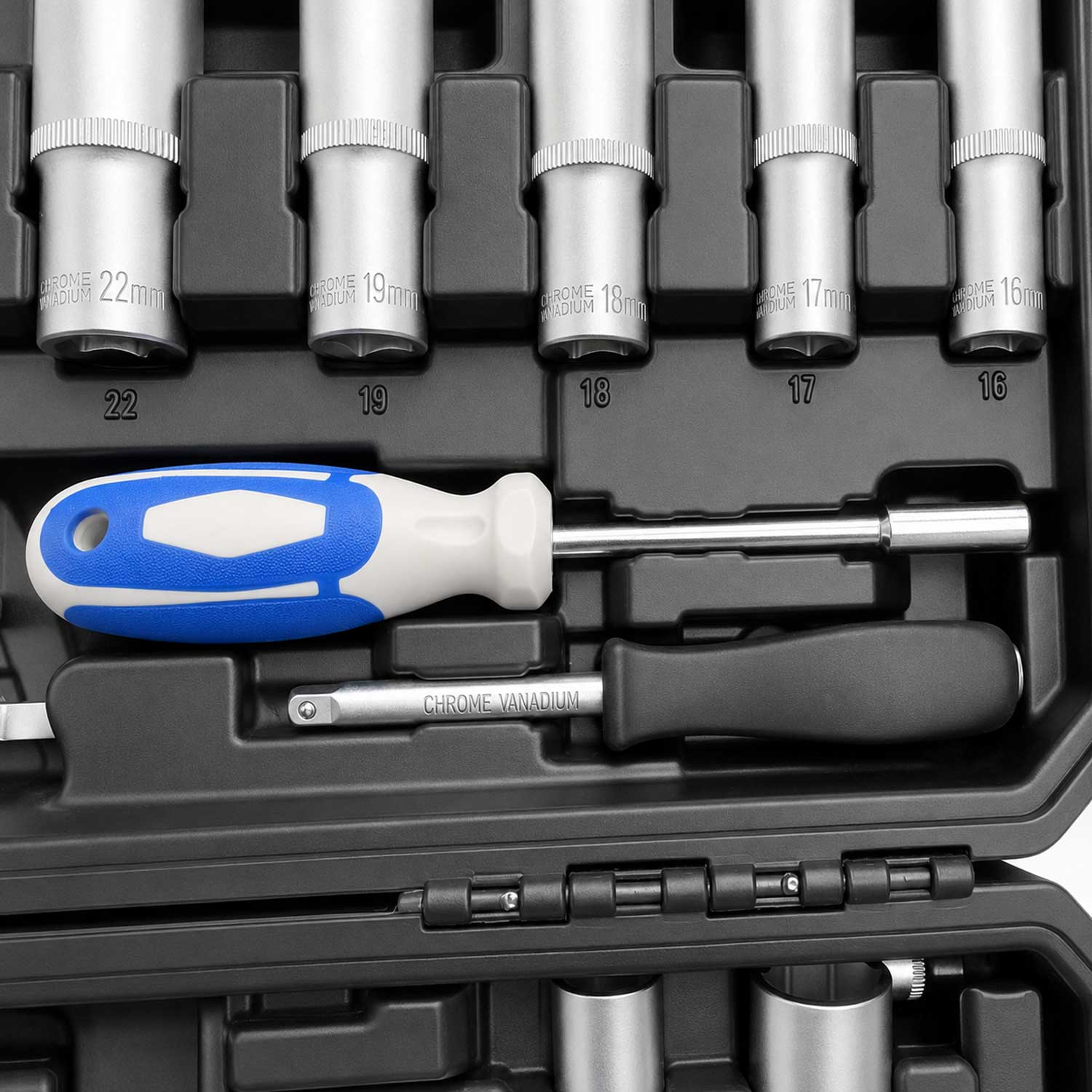 Profesionálna Gola sada náradia s nástrčnými hlavicami a račňami 1/2'' 3/8'' 1/4'', 216ks Gebo Tools
