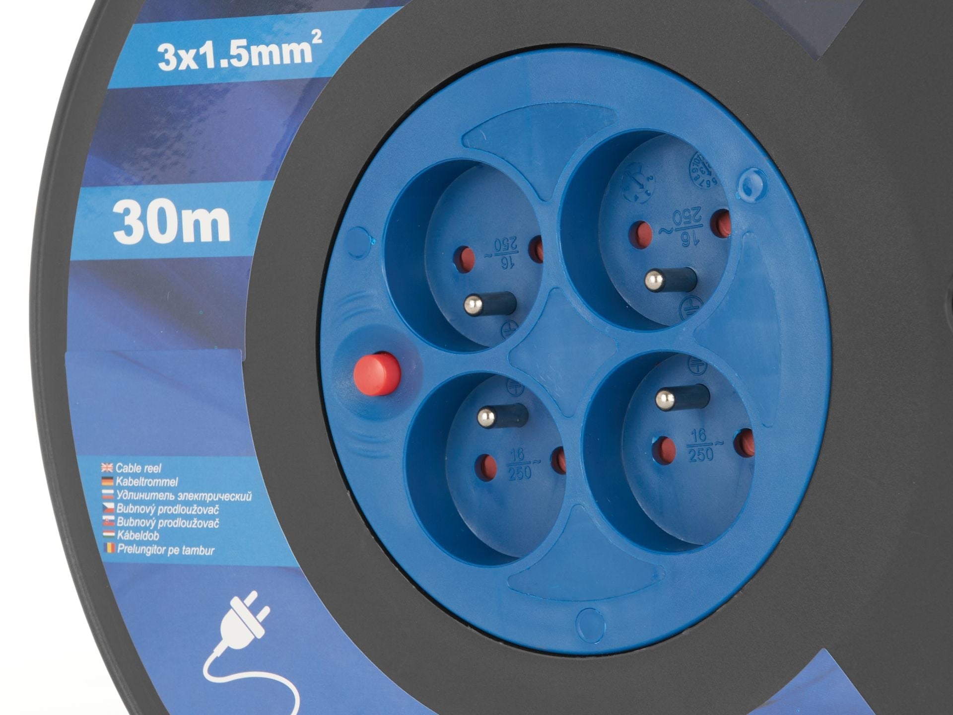 Bubnový predlžovací kábel - bubnová predlžovačka 3 x 1,5mm, 30m