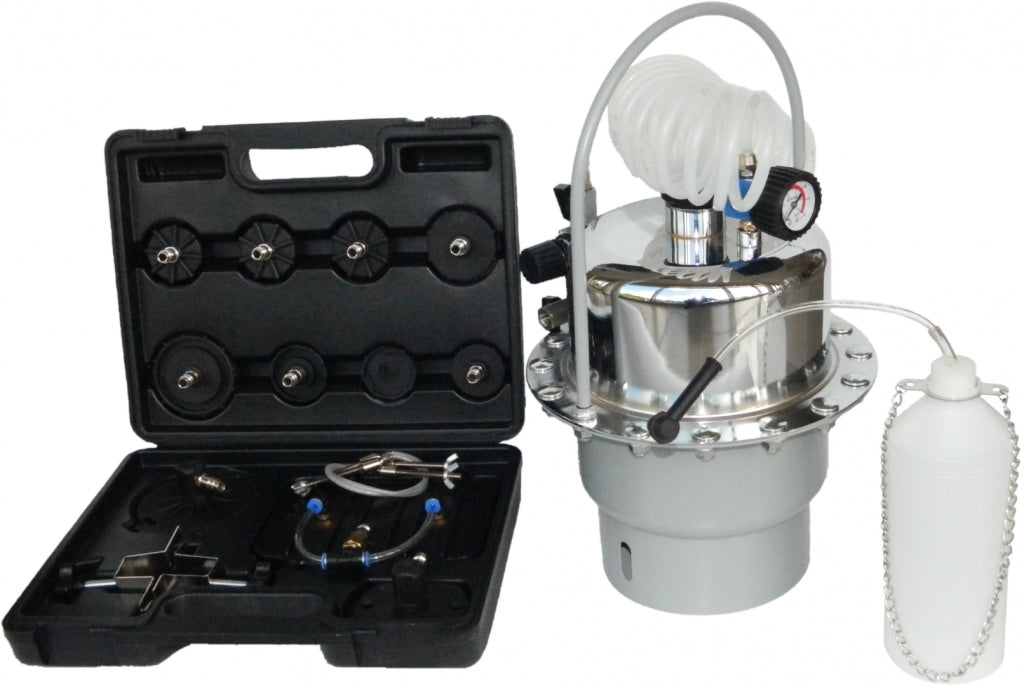 Univerzálne zariadenie na odvzdušnenie a výmenu brzdovej kvapaliny s adaptérmi