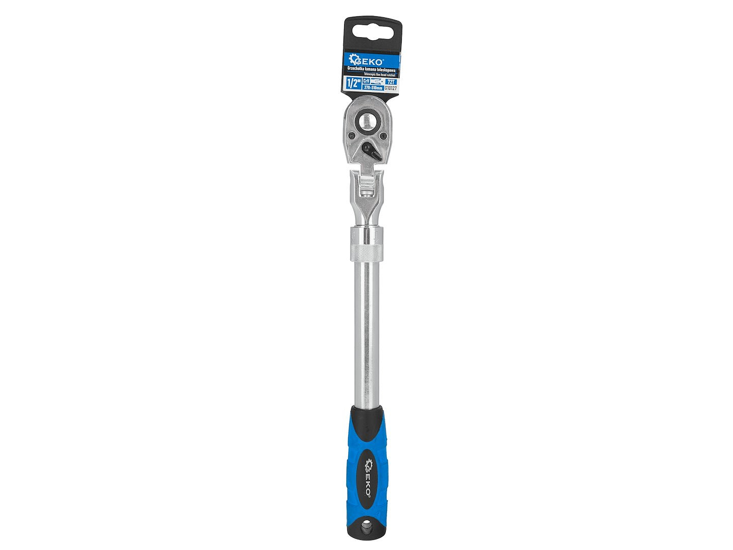 Račňa 1/2''s nastaviteľnou teleskopickou rukoväťou 370 - 510mm a kĺbovou hlavicou 72T Cr-V