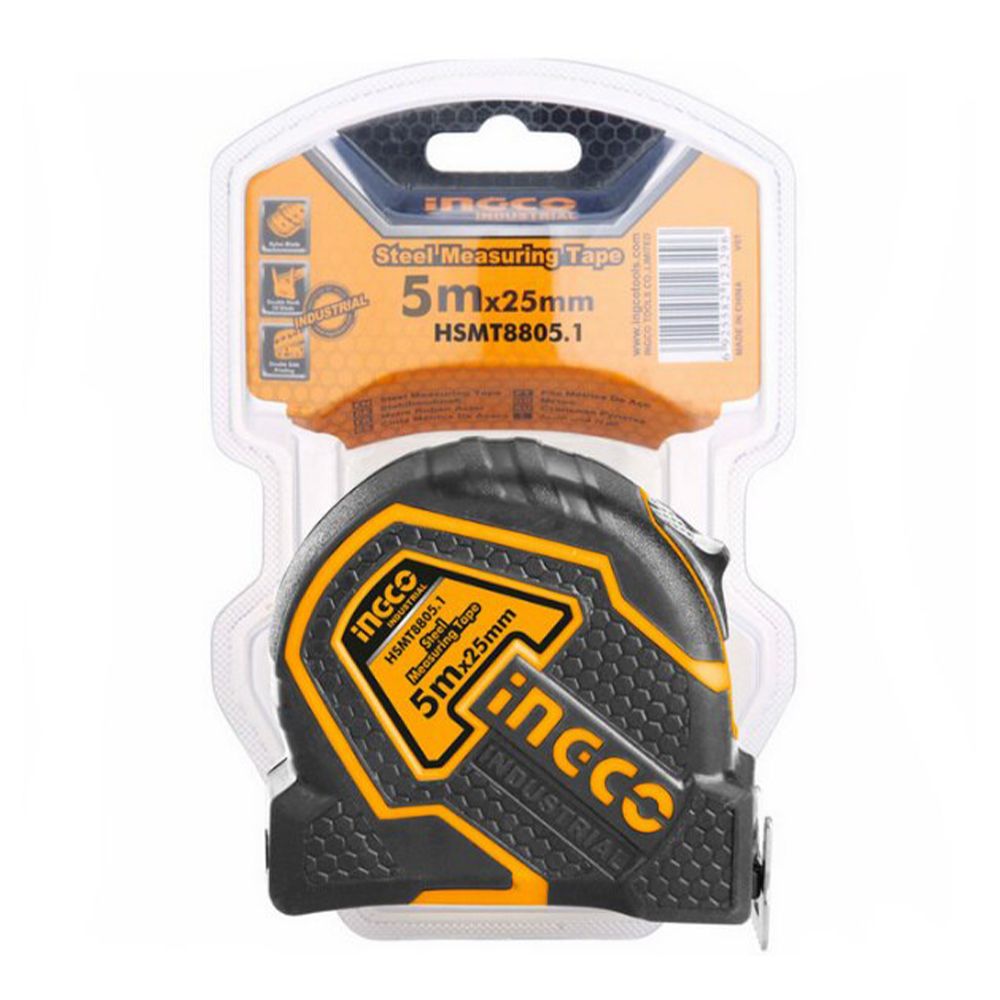 Sťahovacia meracia páska s automatickým zámkom 5 m × 25 mm – Ingco