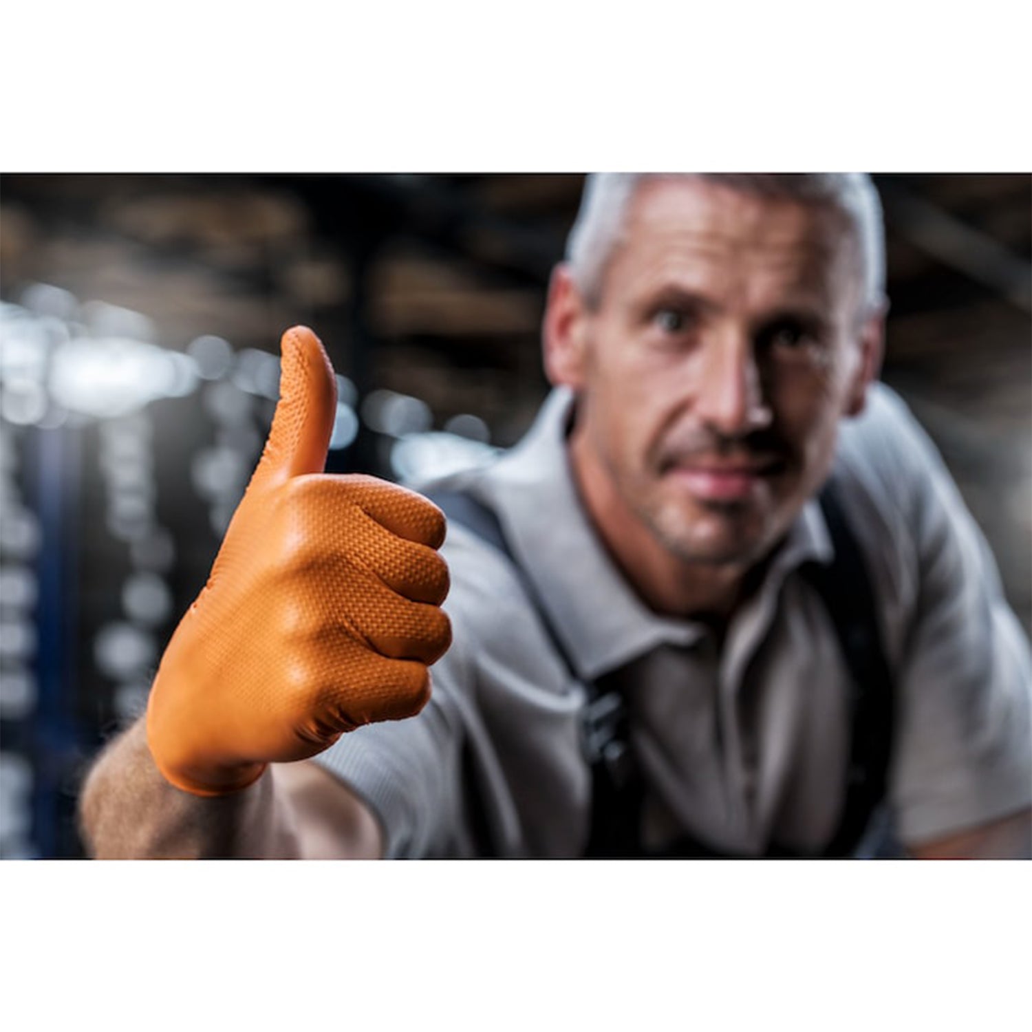 Prémiové nitrilové rukavice Mercator GoGrip One by One, oranžové, veľkosť M, balenie 100ks