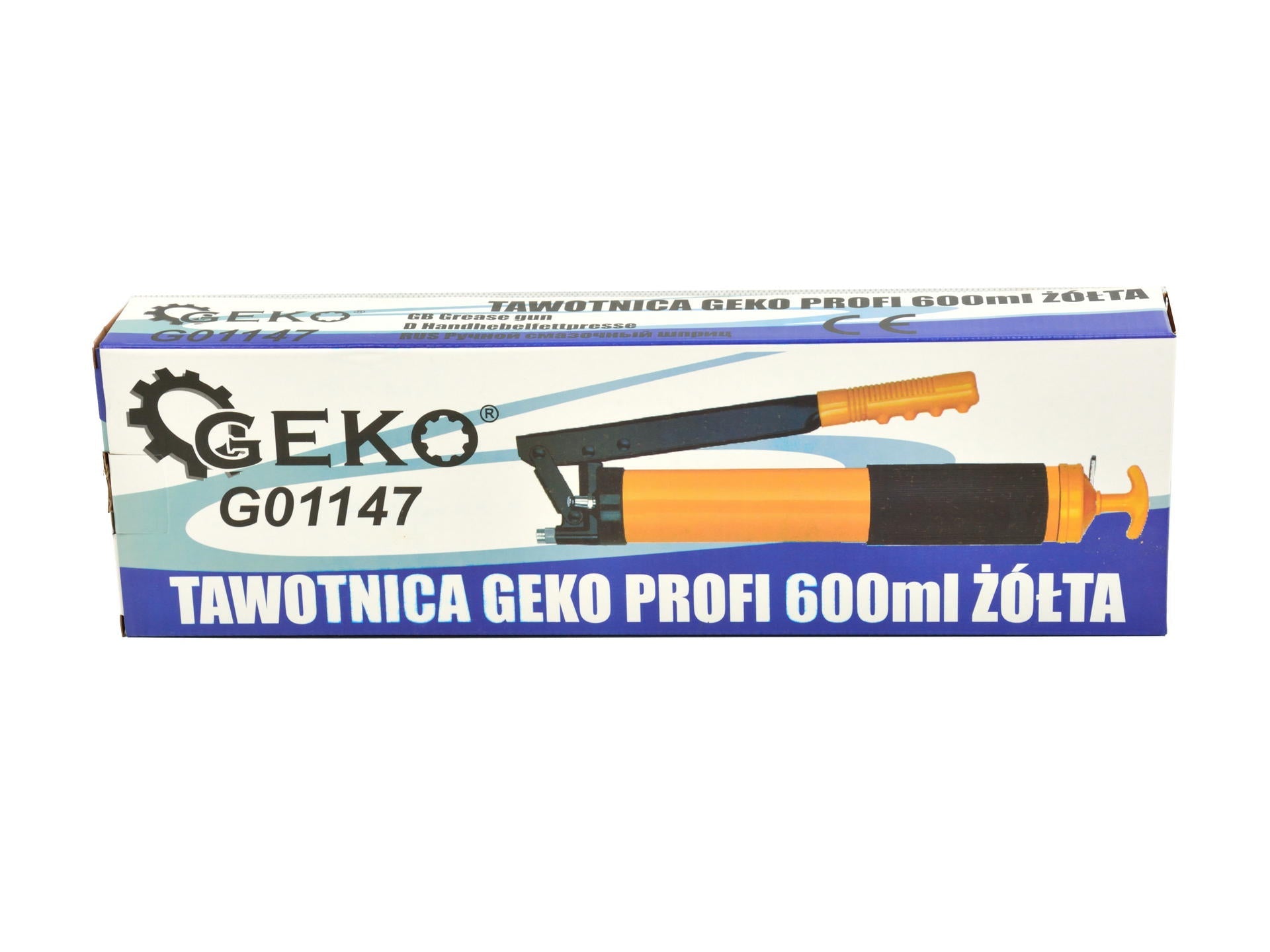 Ručný mazací lis - páková maznica, žltá, 600ml Geko