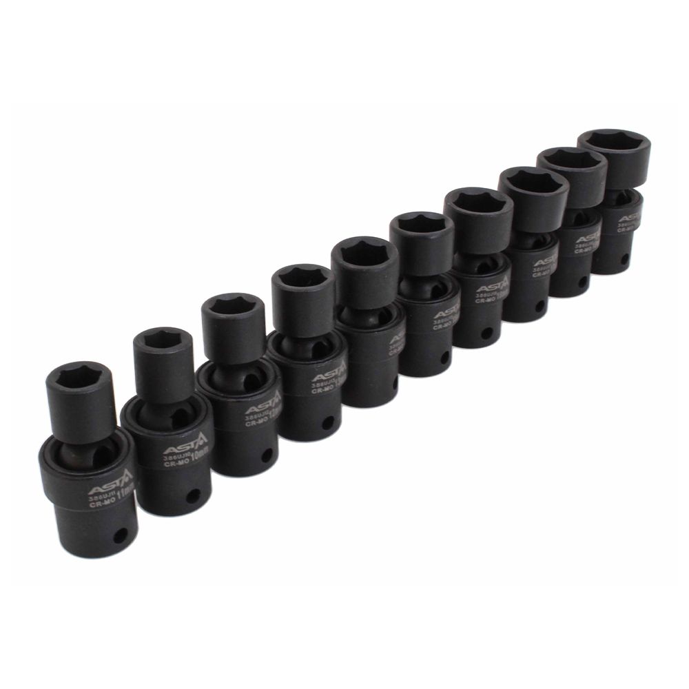 Rázový kardanový kĺb - nadstavec, 3/8'', sada 10ks, 10 - 19mm