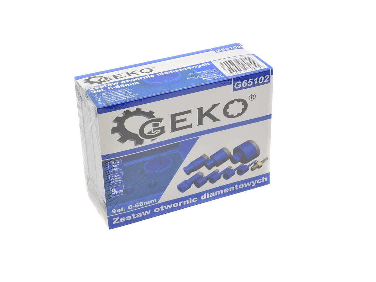 Sada diamantových vykružovacích korunkových vrtákov na dlažbu a keramiku, 6 - 68mm, 9ks, Geko