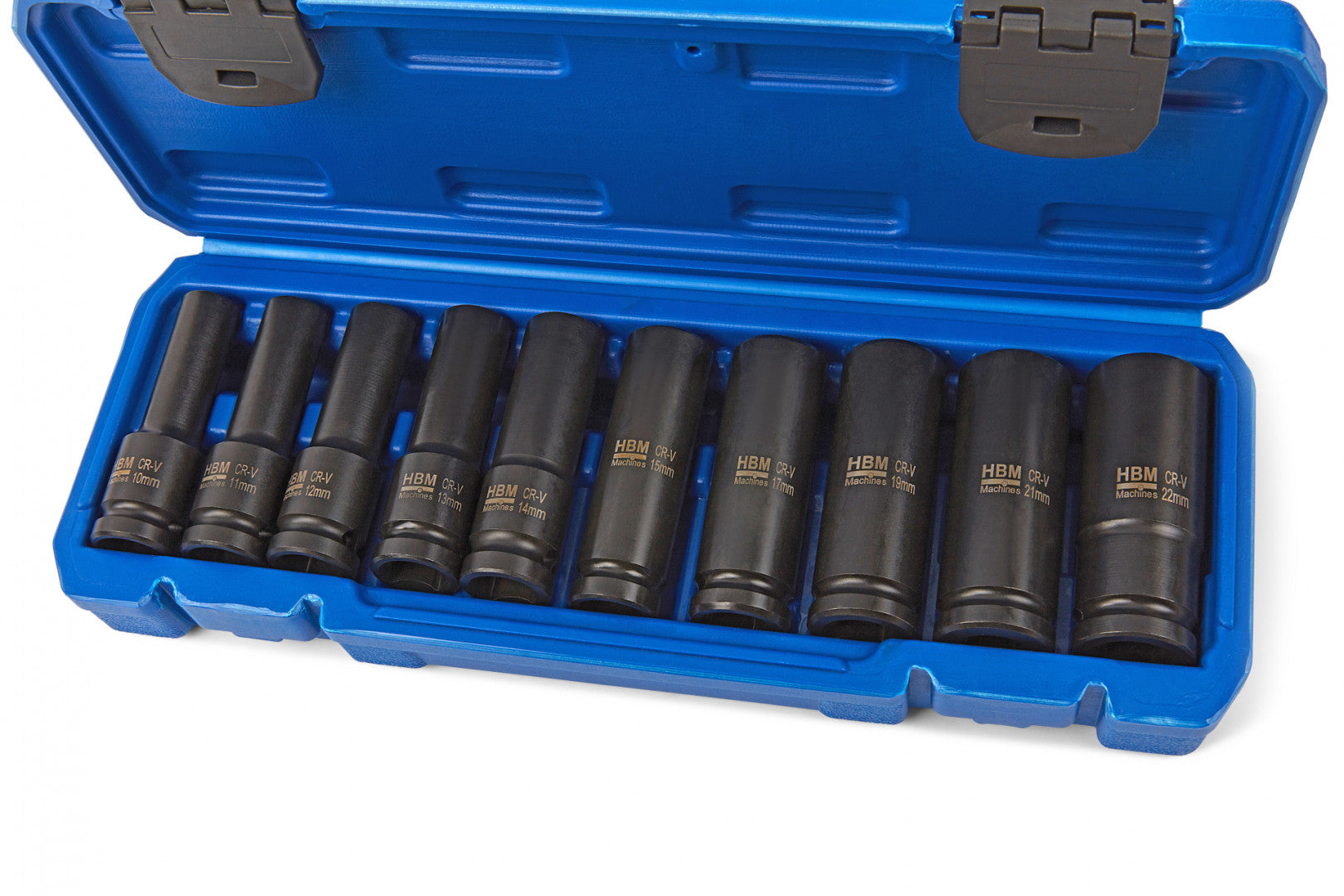 Sada dlhých rázových nástrčných hlavíc - kľúčov 1/2'', 10 - 22mm, 10ks HBM Machines Holandsko