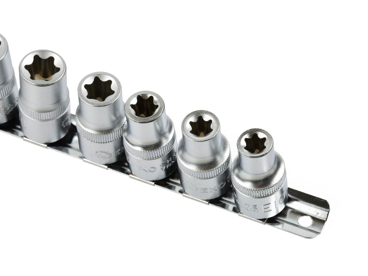 Sada krátkych nástrčných hlavíc - kľúčov Torx profil E, 1/2'', 10 - 24mm, 10ks