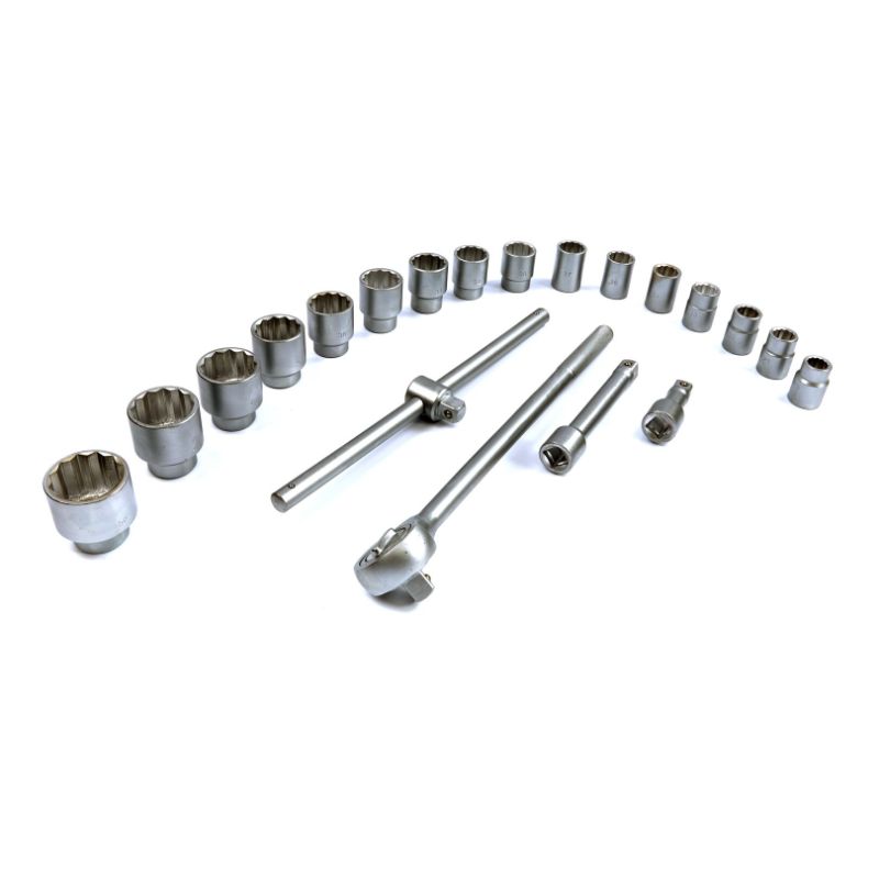 Sada nástrčných hlavíc - kľúčov 12-hran 3/4'' s račňou, 19 - 50mm, 20ks HBM Machines Holandsko