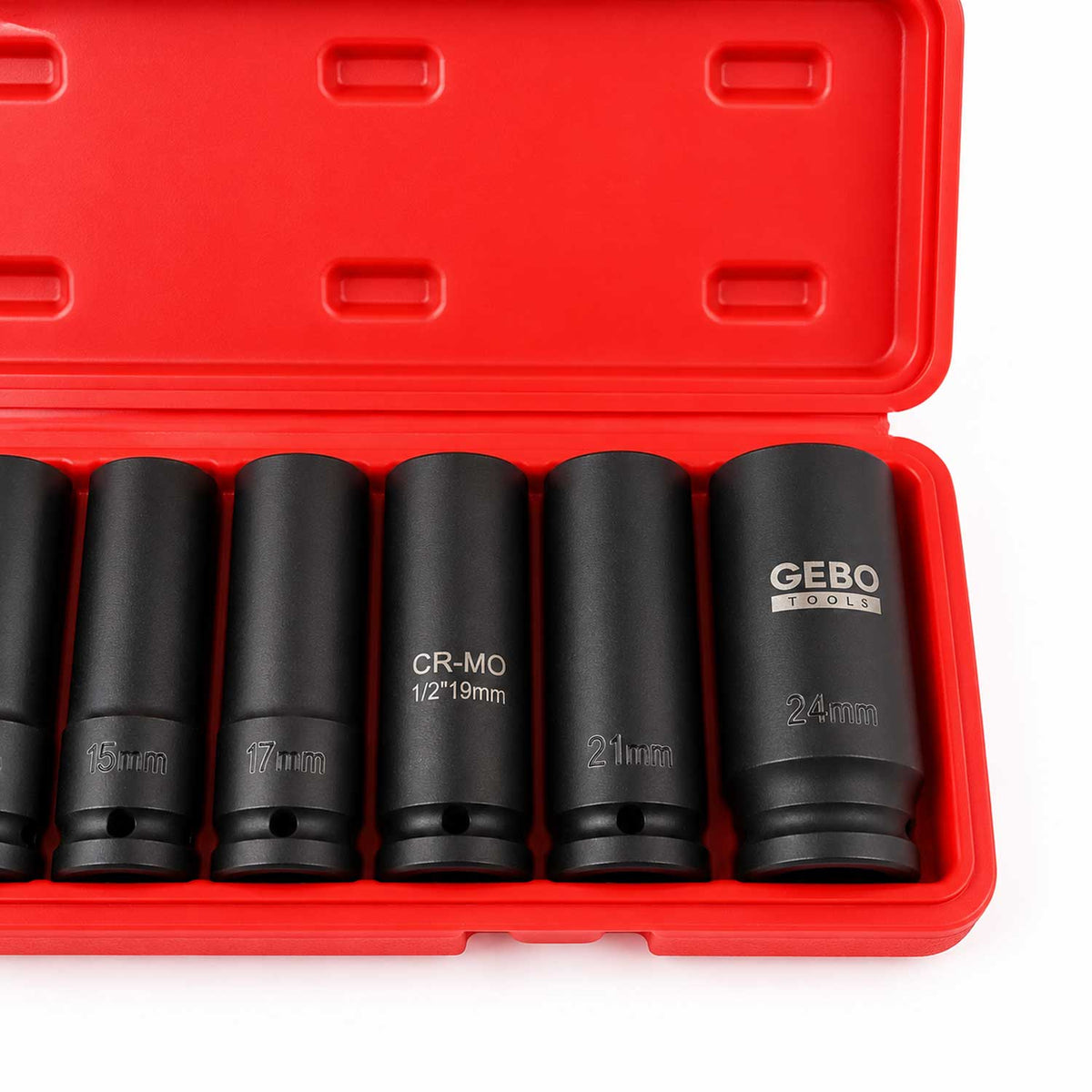 Sada rázových hlavíc Hex 1/2'', 8-24 mm, 10ks Gebo Tools