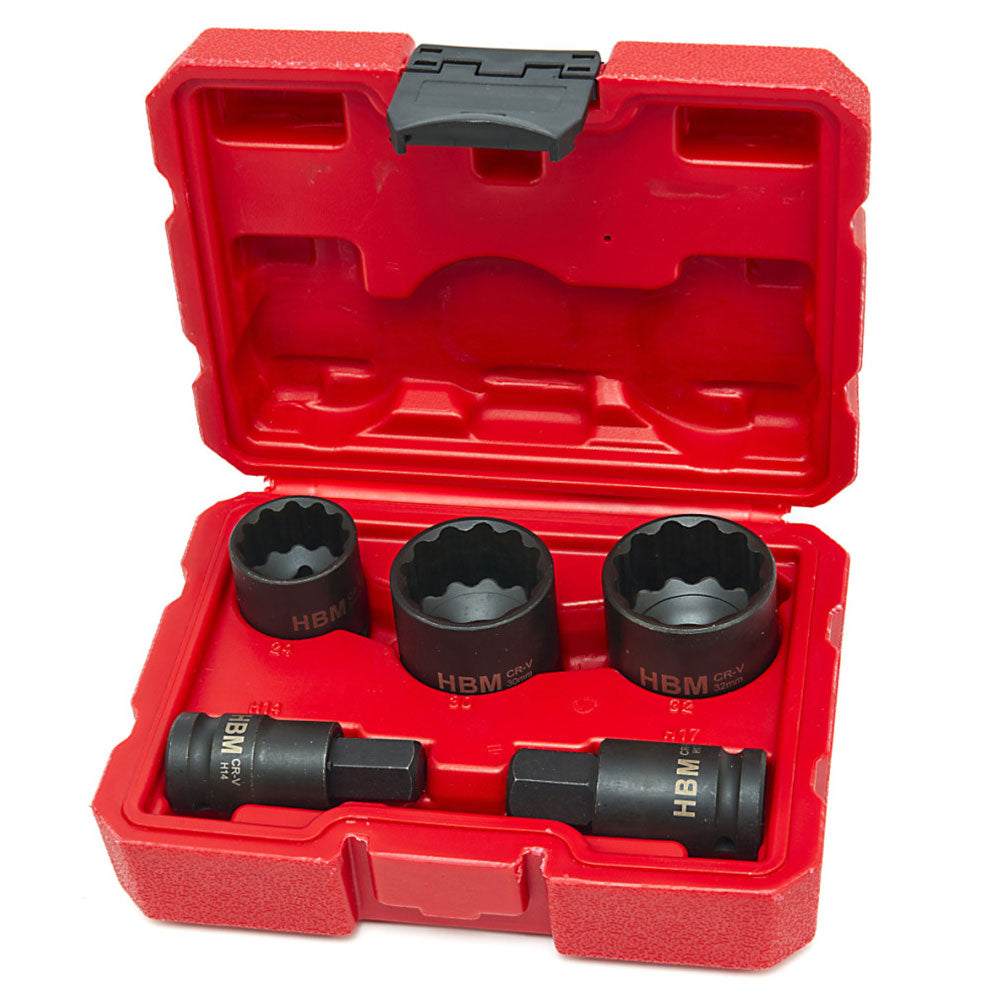 Sada rázových nástrčných hlavíc - kľúčov 12-hran pre poloosi 1/2'', 8ks 30 - 36mm