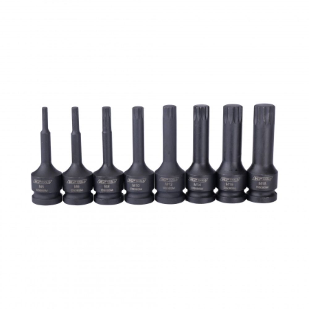 Sada rázových nástrčných hlavíc s bitom - kľúčov M Spline, XZN 1/2'', 8ks