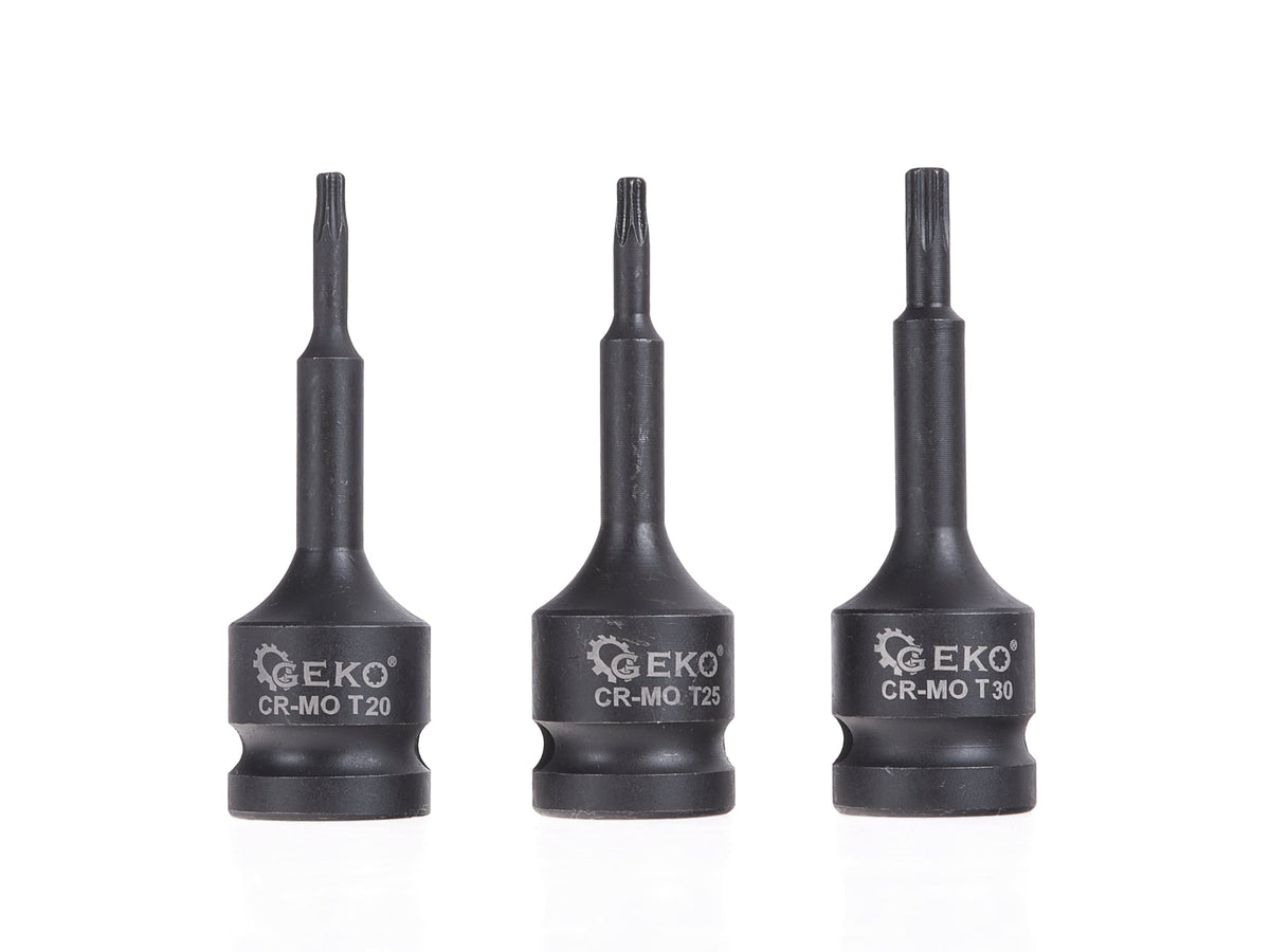 Sada Torx rázových nástrčných hlavíc s bitom - kľúčov, 1/2'', T20 - T70, 9ks, Geko