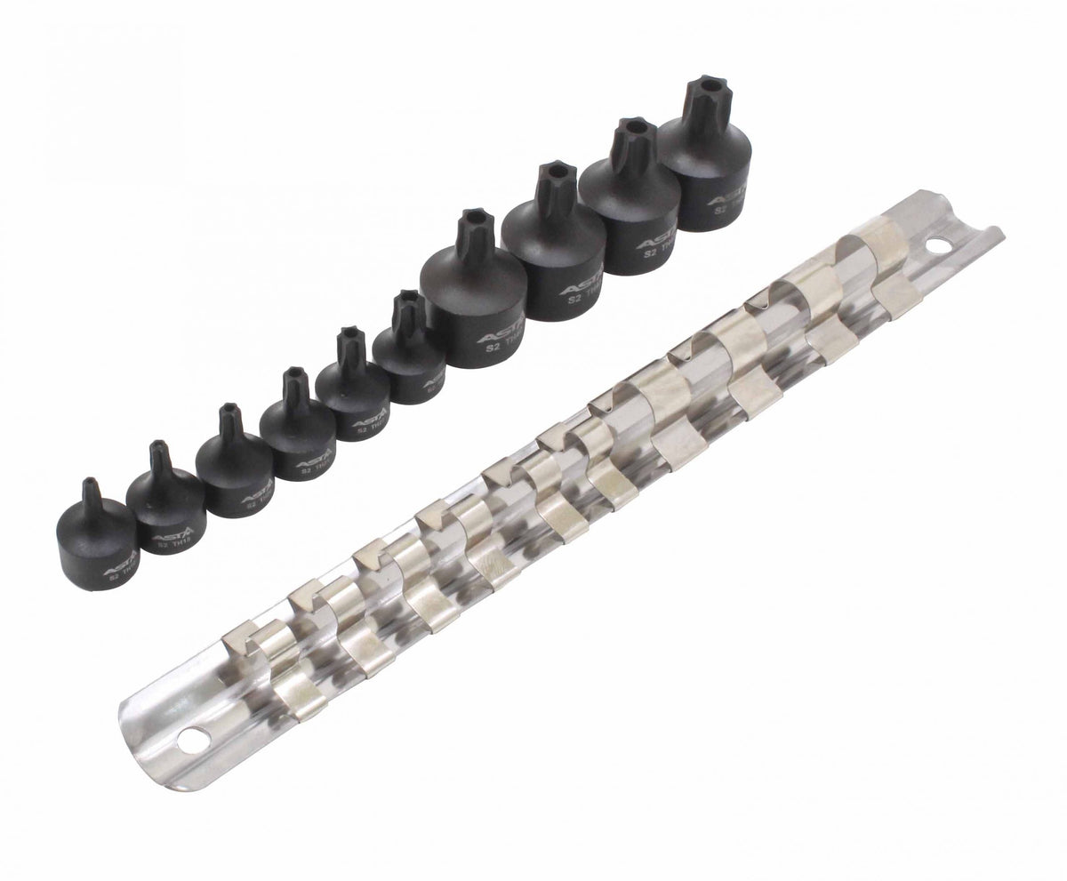 Sada Torx rázových nástrčných hlavíc s bitom - kľúčov, s otvorom, 1/4'', 3/8''