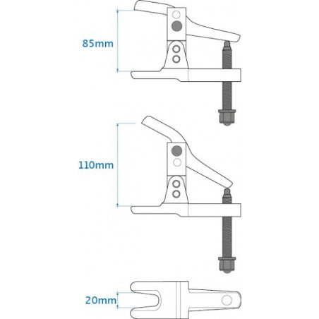 Sťahvák na guľové čapy, kĺby, tyčové koncovky 50 - 80mm