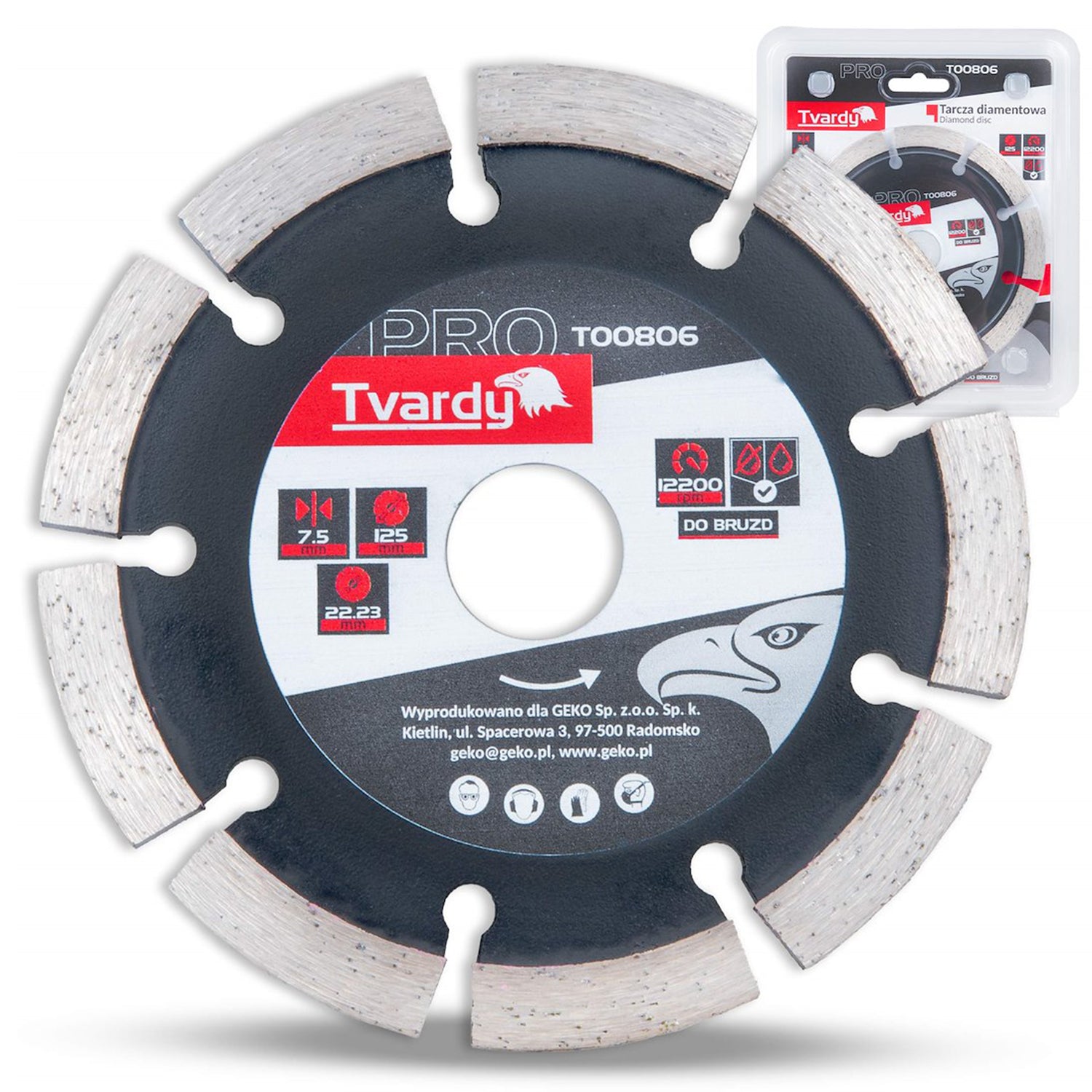 Segmentový diamantový kotúč na drážky 125 × 7,5 × 22,23mm, Tvardy