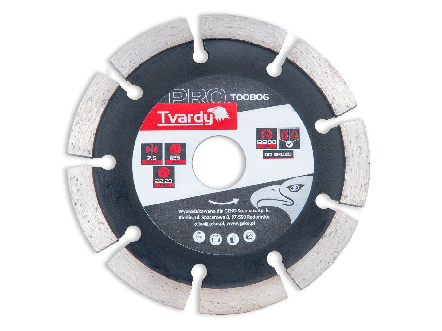 Segmentový diamantový kotúč na drážky 125 × 7,5 × 22,23mm, Tvardy