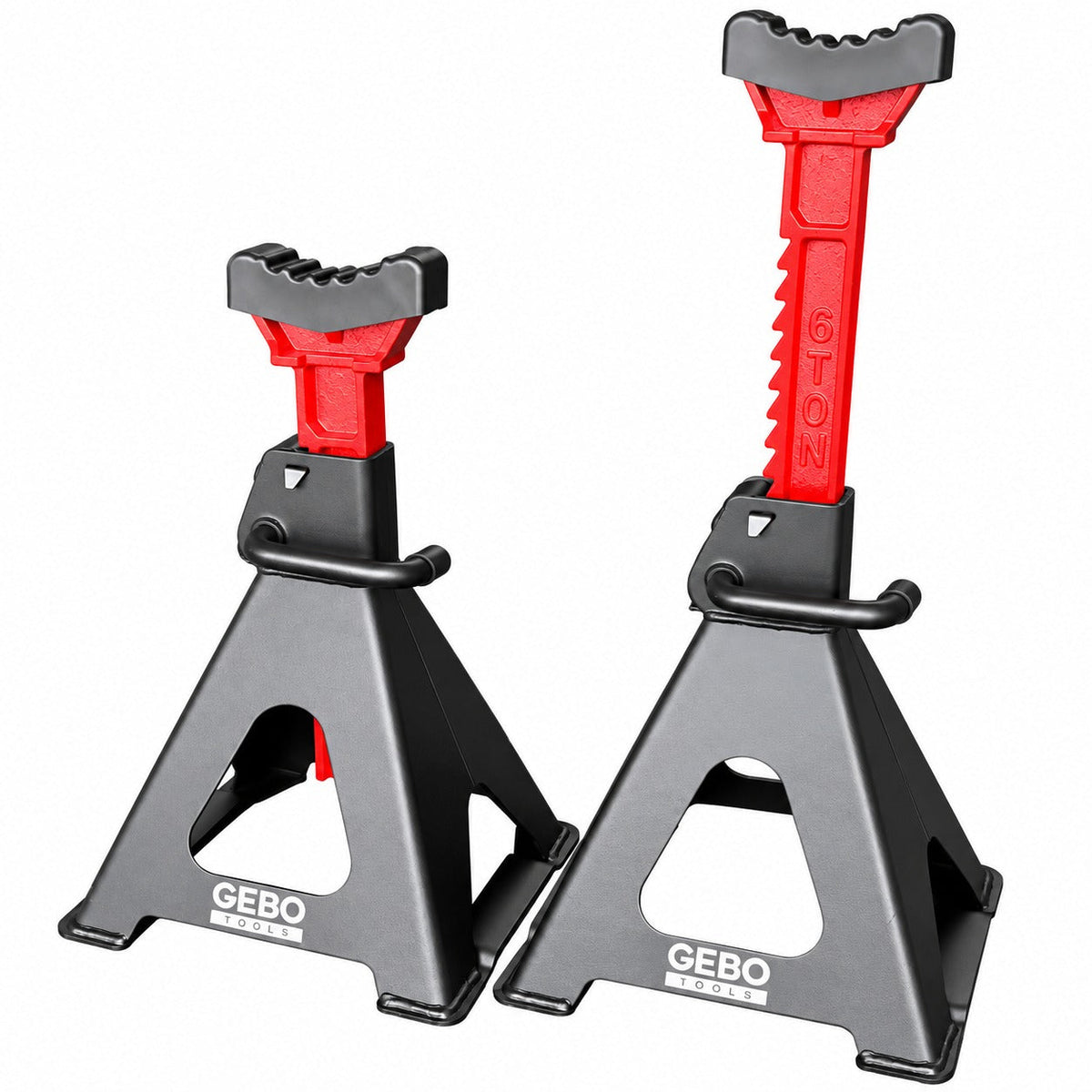 Podpery 2ks, 6t, 39 - 60cm, s dvojitým zabezpečením a gumovou podložkou, Gebo Tools