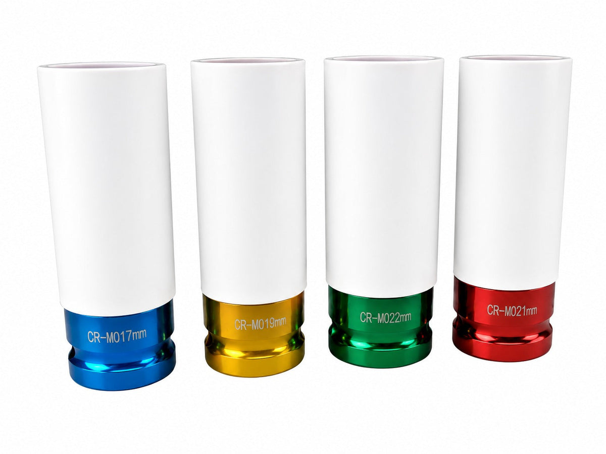 Sada nástrčných hlavíc - kľúčov pre zliatinové disky s ochrannou manžetou 1/2", 17 - 22mm, 4ks Gebo Tools