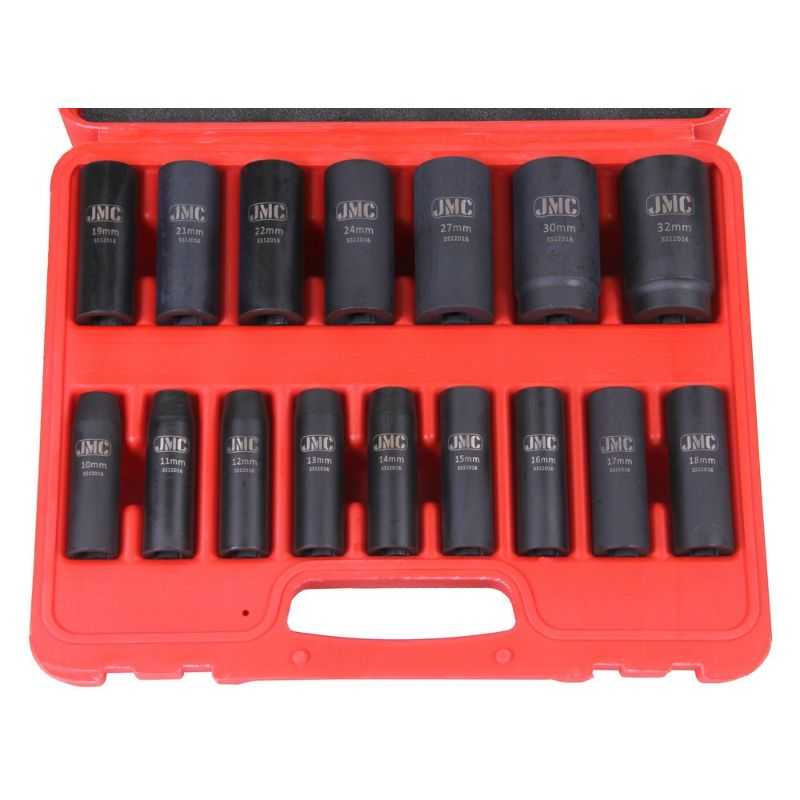 Súprava dlhých rázových nástrčných kľúčov 1/2'', 16ks