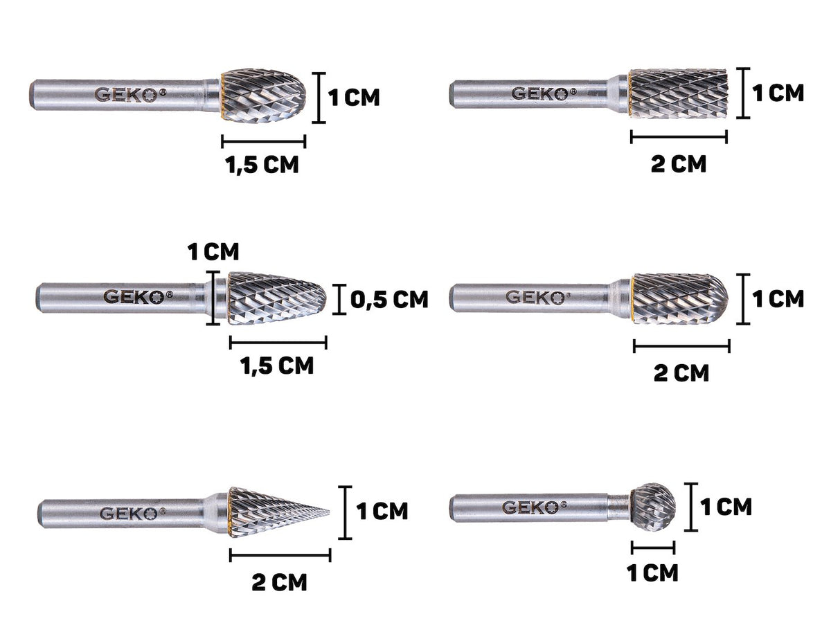 Stopkové frézy na kov 6mm, 6ks, Geko