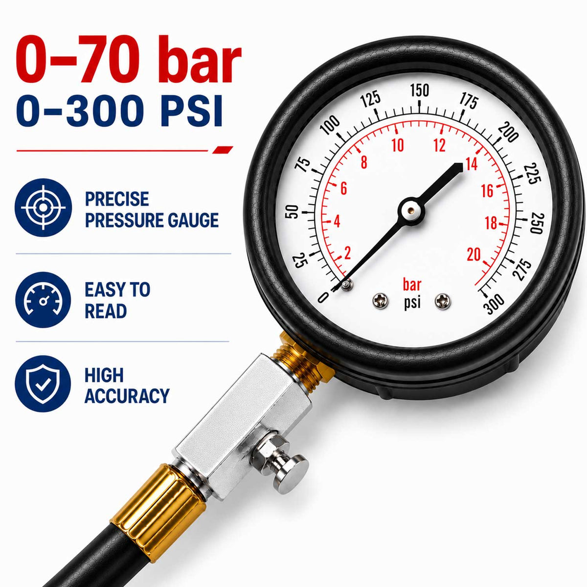 Tester kompresie - kompresiometer pre benzínové motory 8ks Gebo Tools