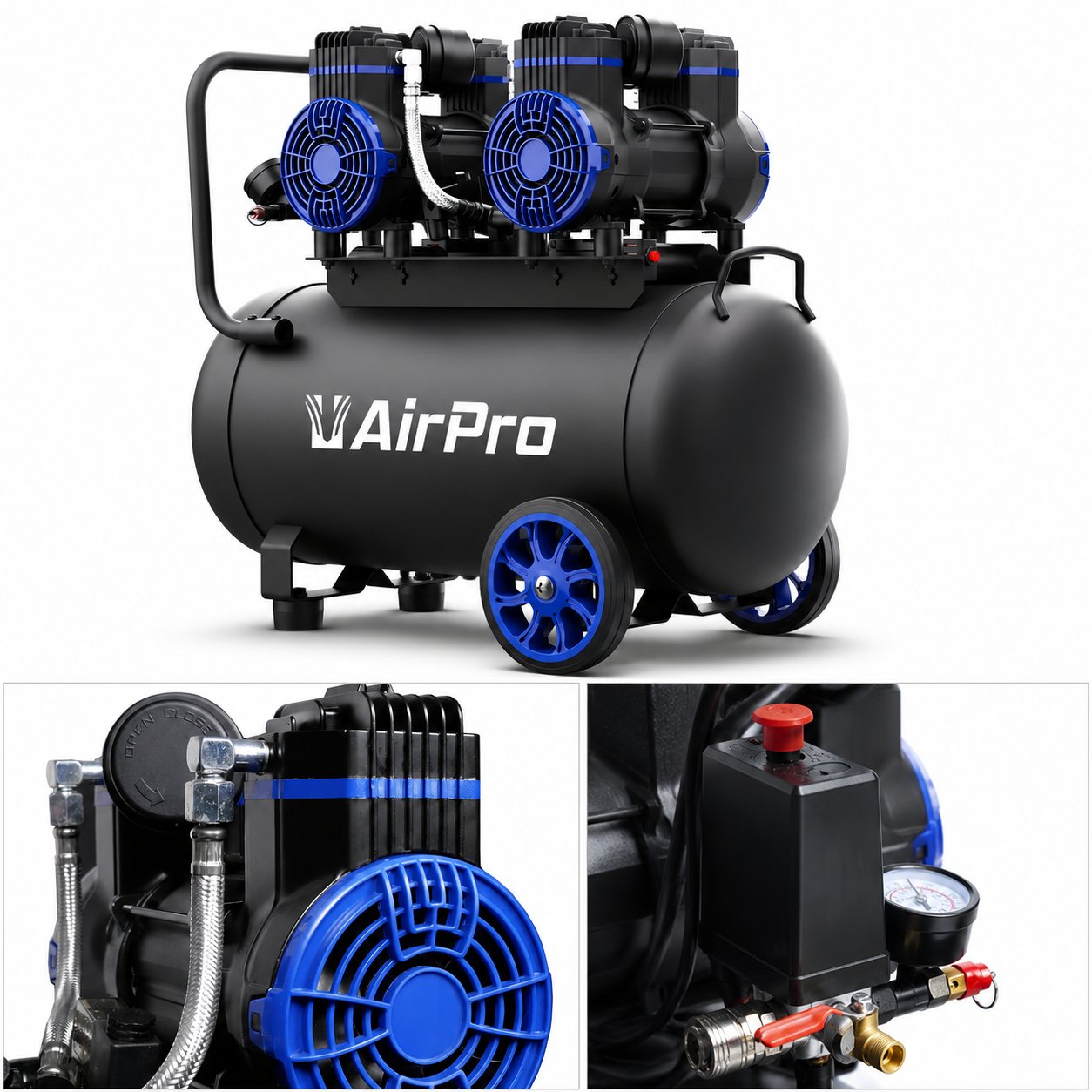 Tichý bezolejový kompresor 2 x 1.8hp 40l Airpro