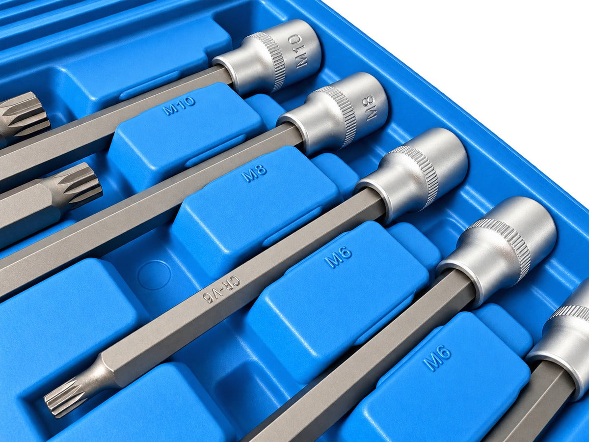 Sada nástrčných kľúčov - hlavíc s bitmi XZN M Spline, 1/2'', 26ks Gebo Tools